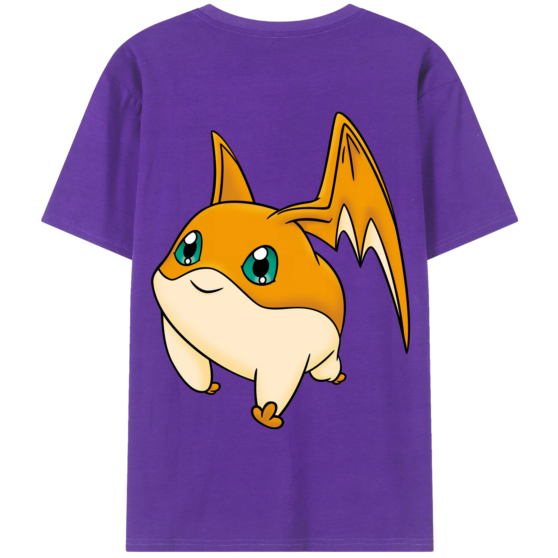（画像用） Digimon デジタルモンスター/デジモン 綿100％ メンズ半袖Tシャツ（バックプリント） 通気性