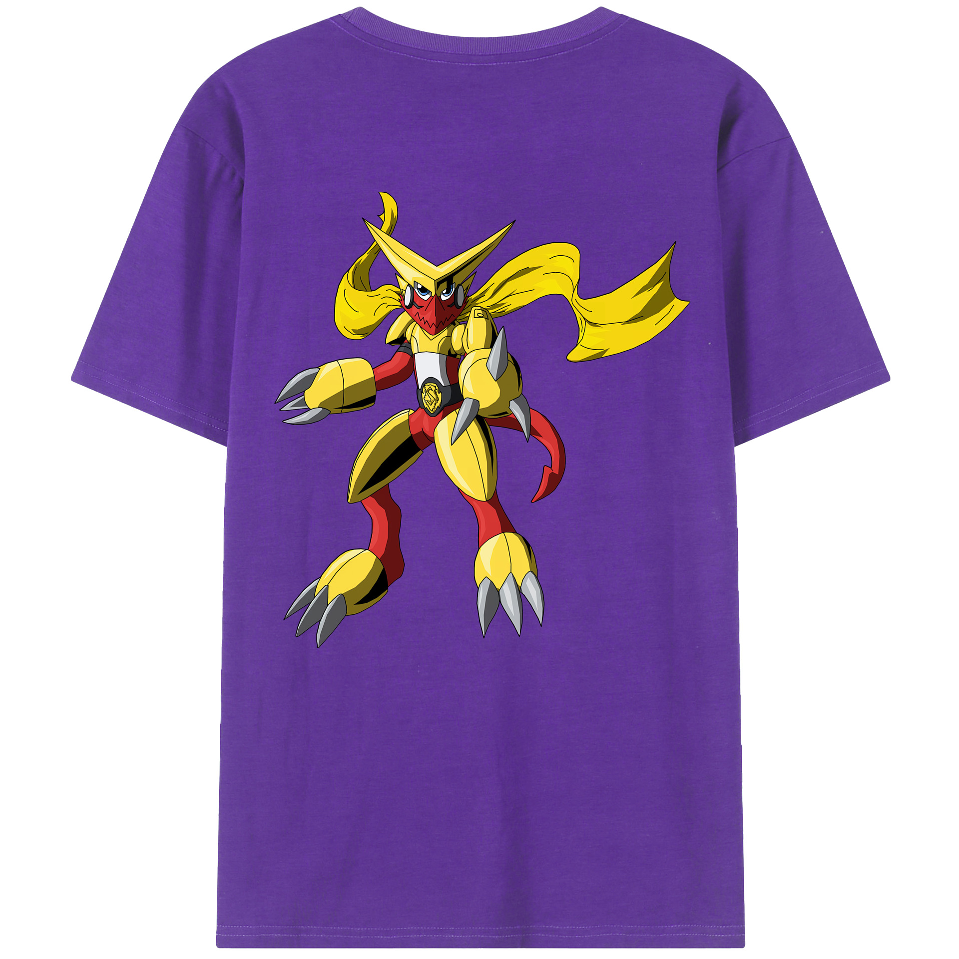 （画像用） Digimon デジタルモンスター/デジモン 綿100％ メンズ半袖Tシャツ（バックプリント） 通気性