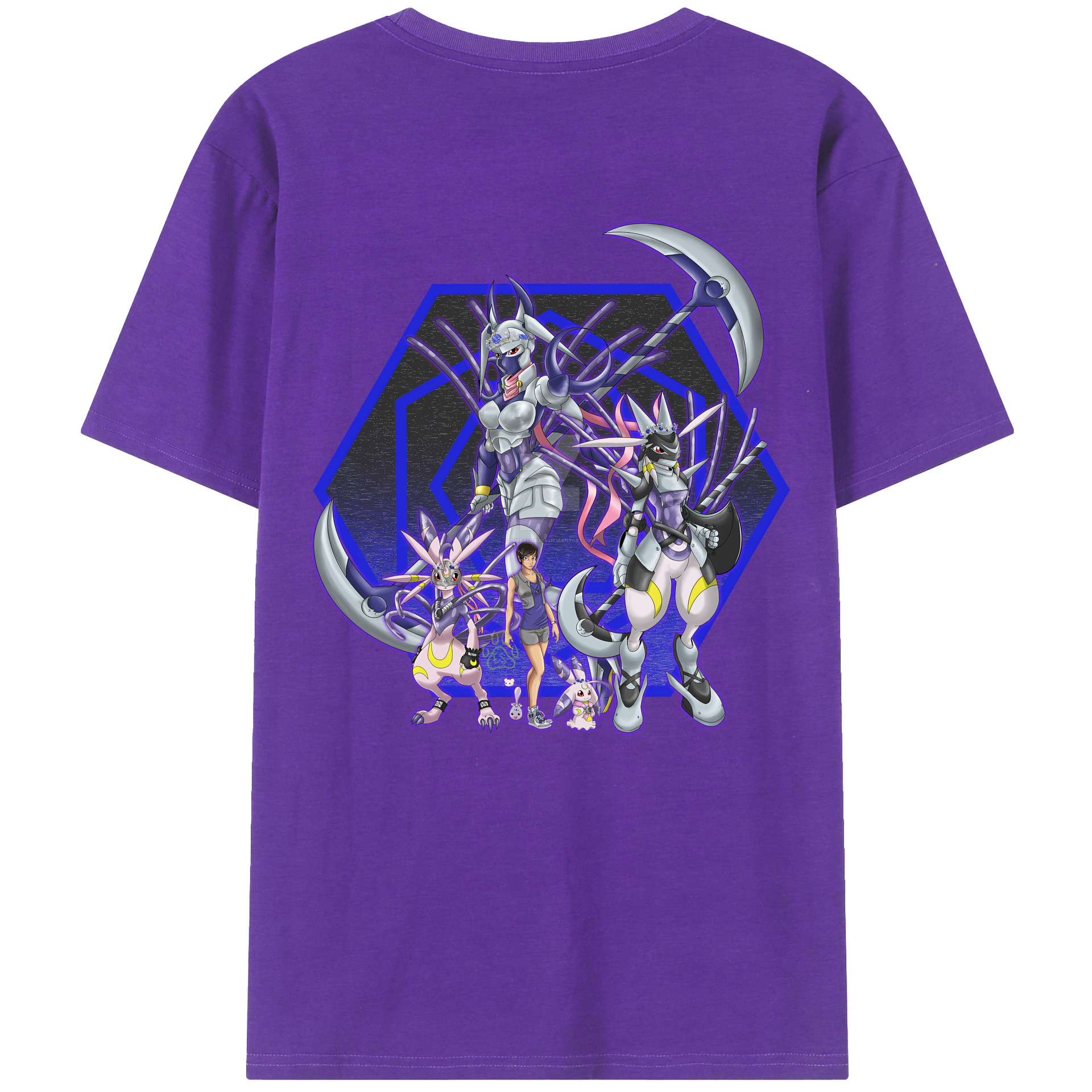 （画像用） Digimon デジタルモンスター/デジモン 綿100％ メンズ半袖Tシャツ（バックプリント） 通気性