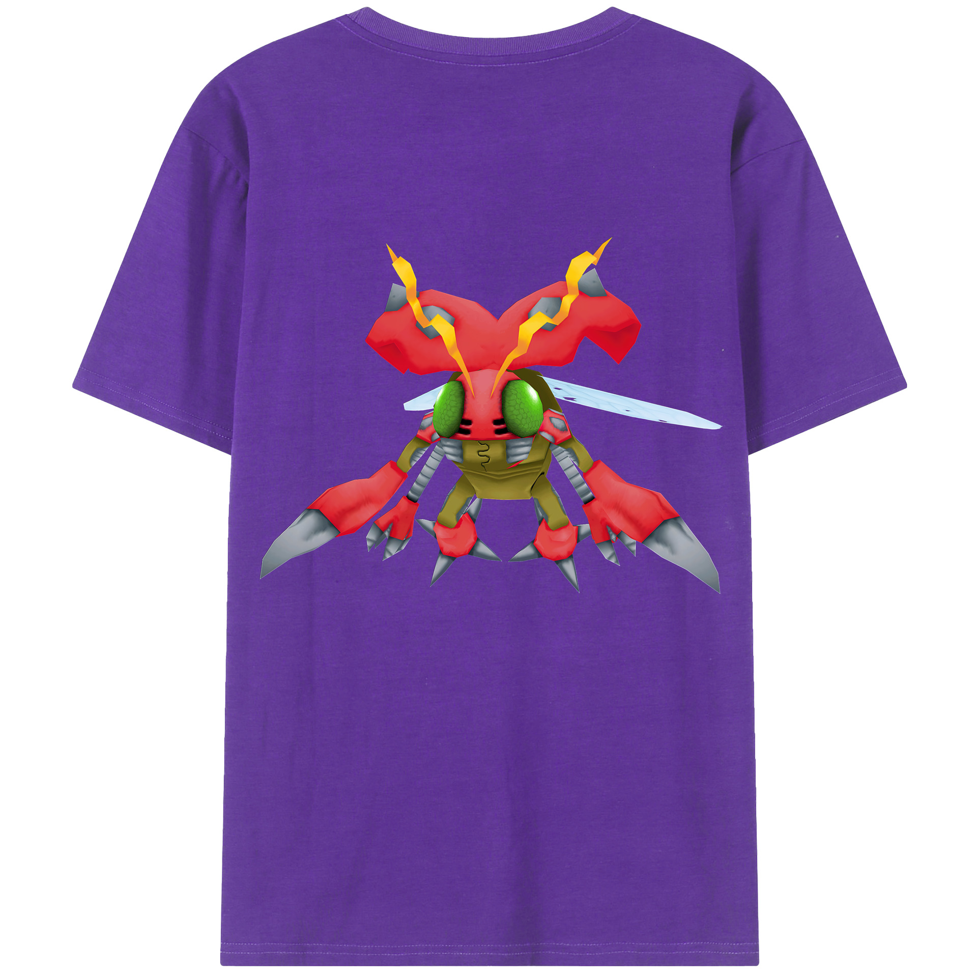 （画像用） Digimon デジタルモンスター/デジモン 綿100％ メンズ半袖Tシャツ（バックプリント） 通気性