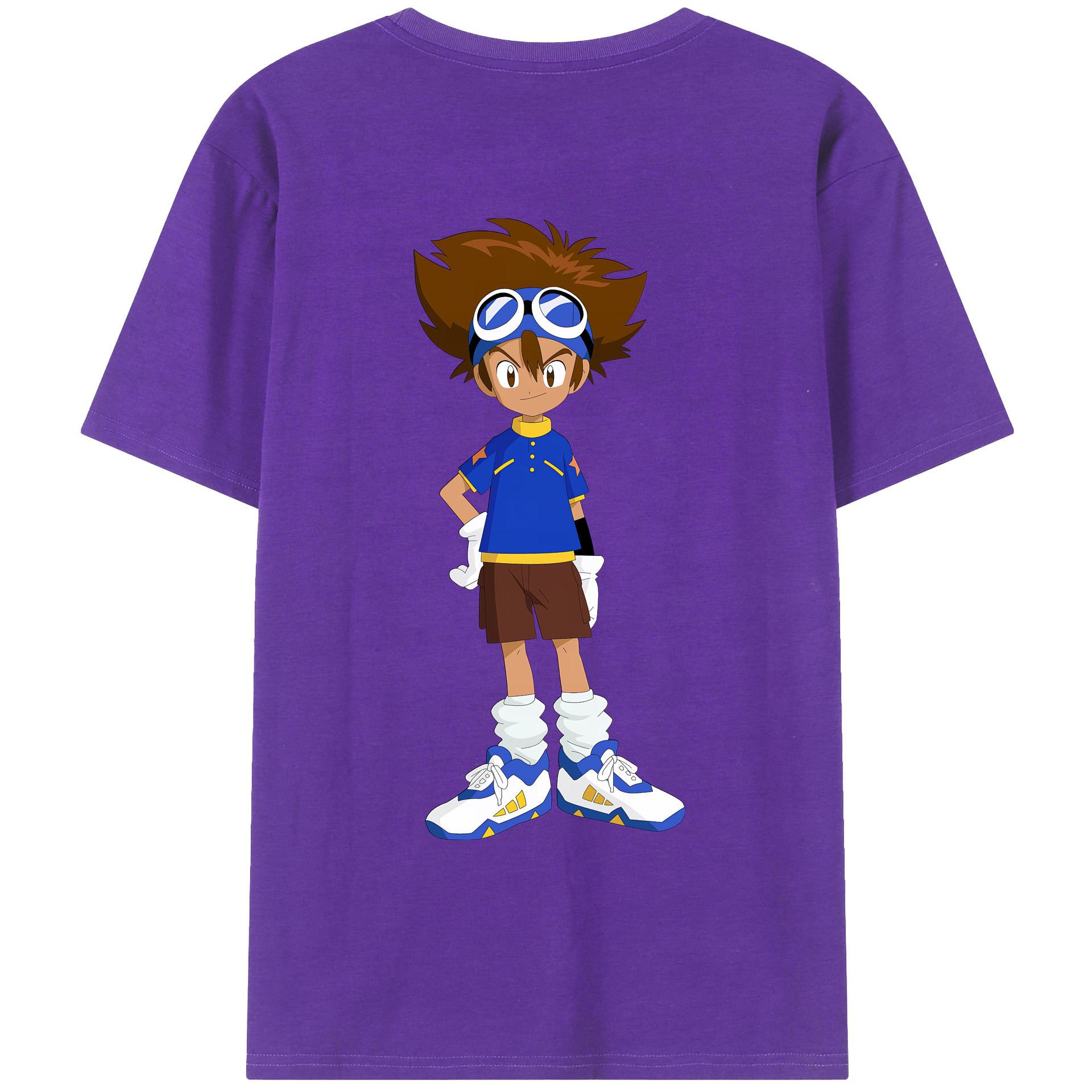 （画像用） Digimon デジタルモンスター/デジモン 綿100％ メンズ半袖Tシャツ（バックプリント） 通気性