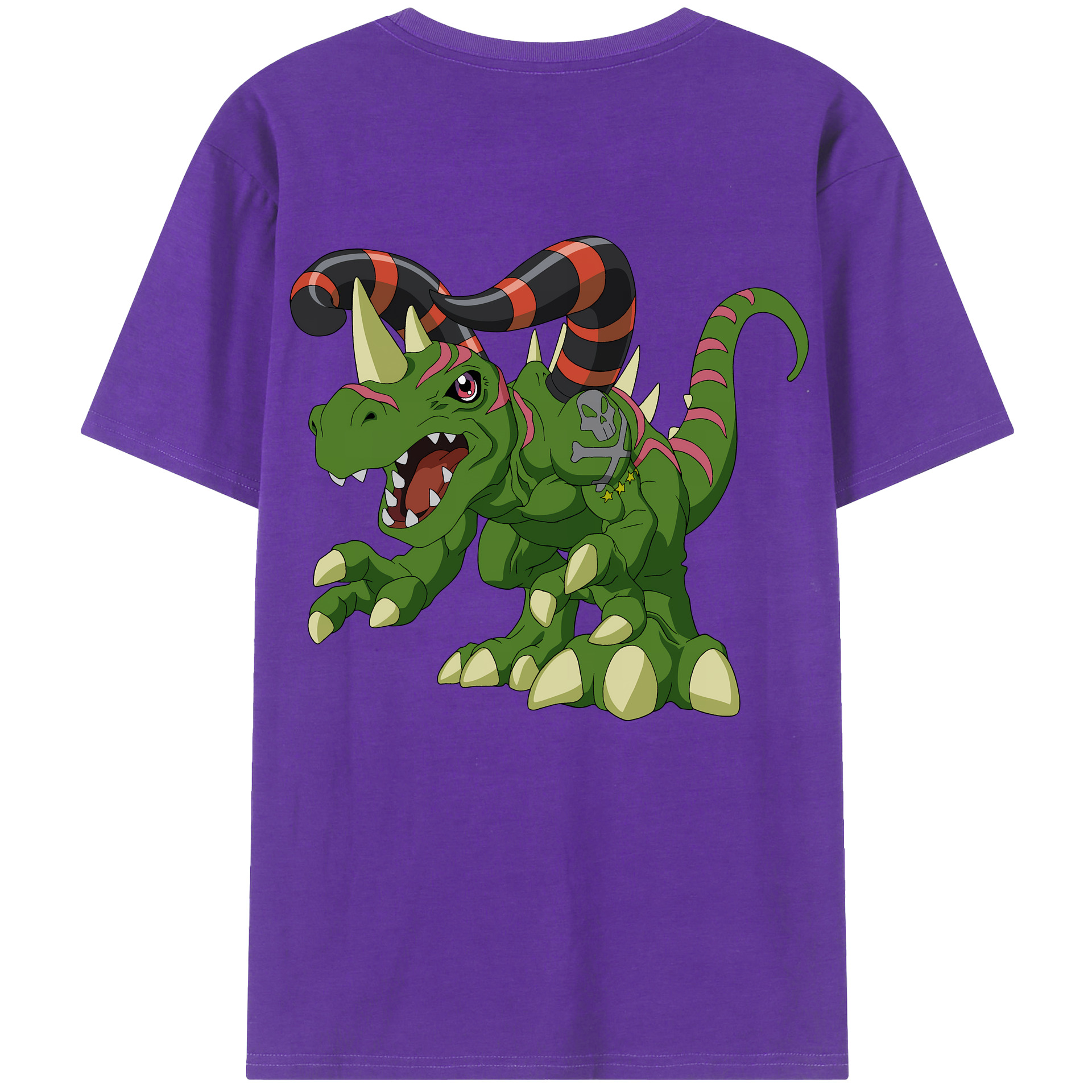 （画像用） Digimon デジタルモンスター/デジモン 綿100％ メンズ半袖Tシャツ（バックプリント） 通気性