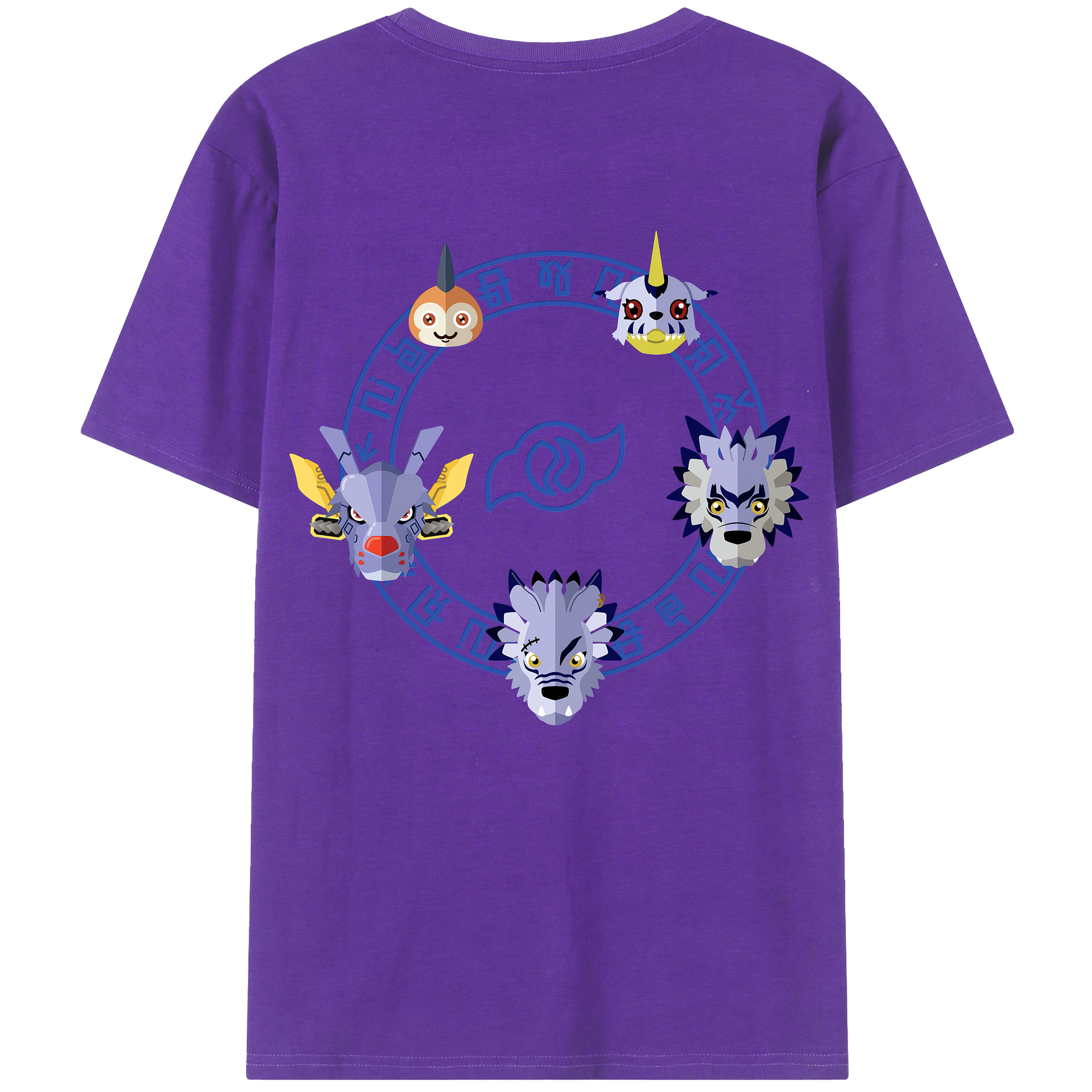 （画像用） Digimon デジタルモンスター/デジモン 綿100％ メンズ半袖Tシャツ（バックプリント） 通気性