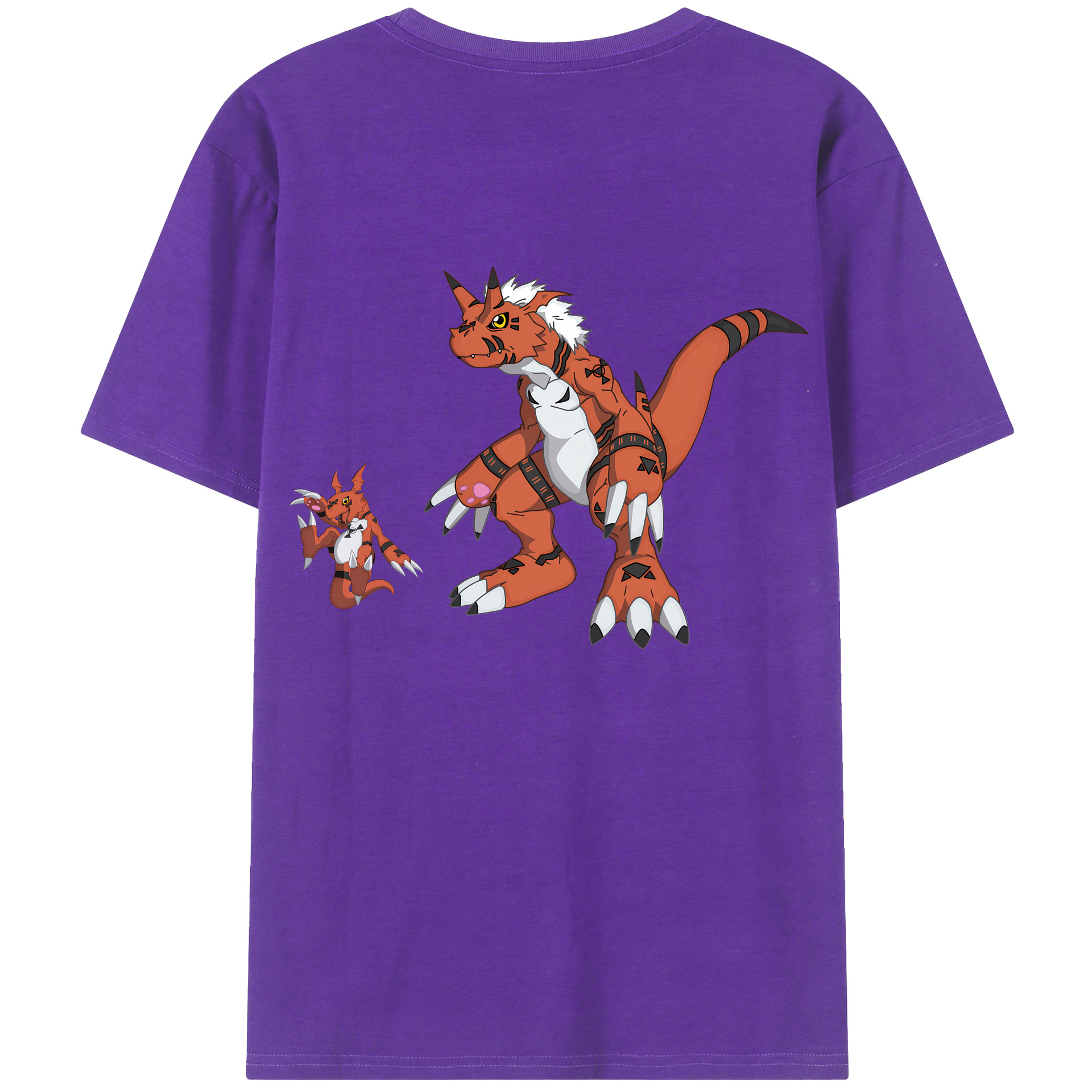 （画像用） Digimon デジタルモンスター/デジモン 綿100％ メンズ半袖Tシャツ（バックプリント） 通気性