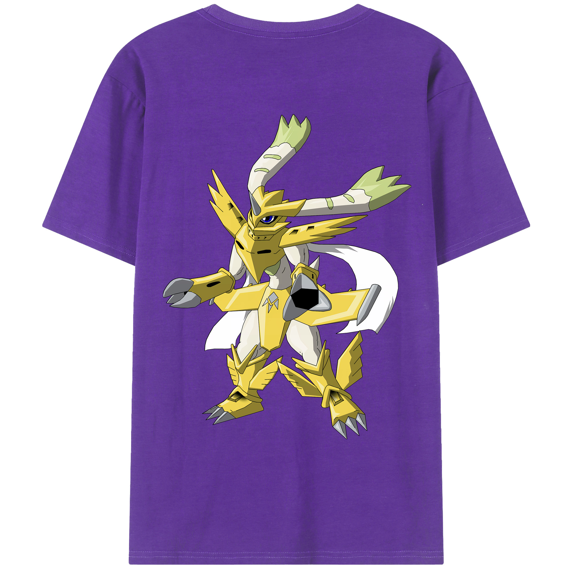 （画像用） Digimon デジタルモンスター/デジモン 綿100％ メンズ半袖Tシャツ（バックプリント） 通気性