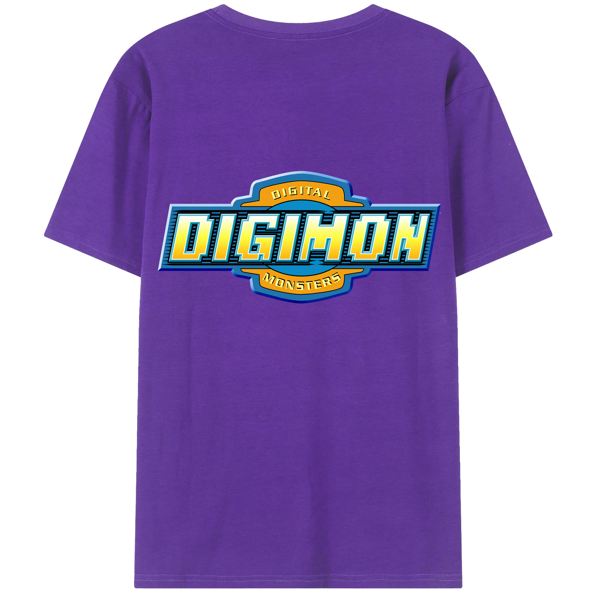 （画像用） Digimon デジタルモンスター/デジモン 綿100％ メンズ半袖Tシャツ（バックプリント） 通気性