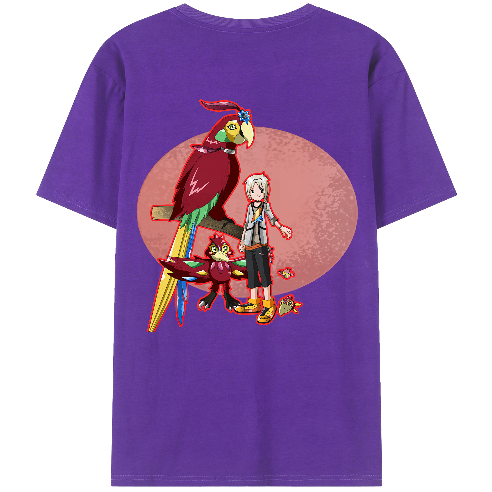 （画像用） Digimon デジタルモンスター/デジモン 綿100％ メンズ半袖Tシャツ（バックプリント） 通気性