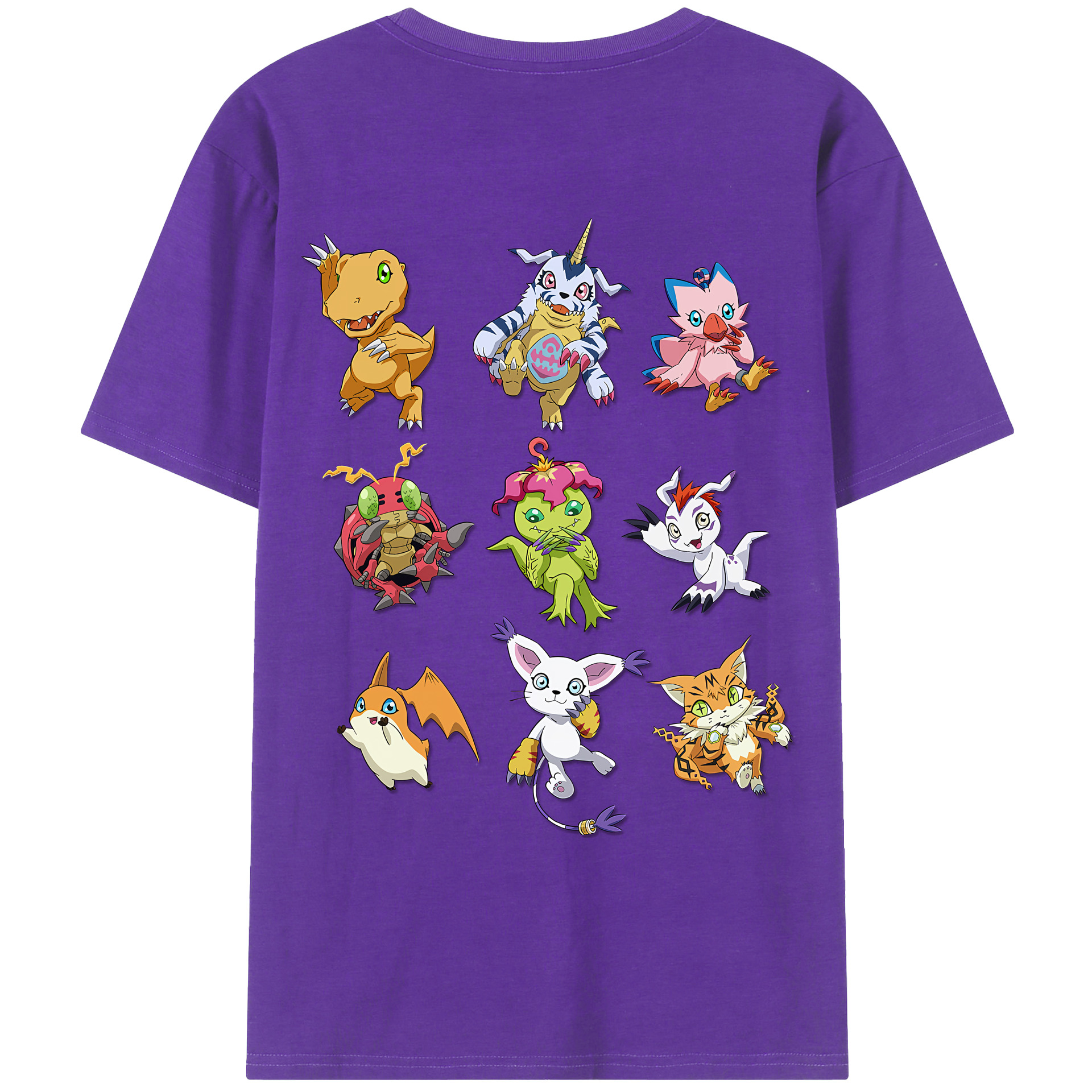 （画像用） Digimon デジタルモンスター/デジモン 綿100％ メンズ半袖Tシャツ（バックプリント） 通気性