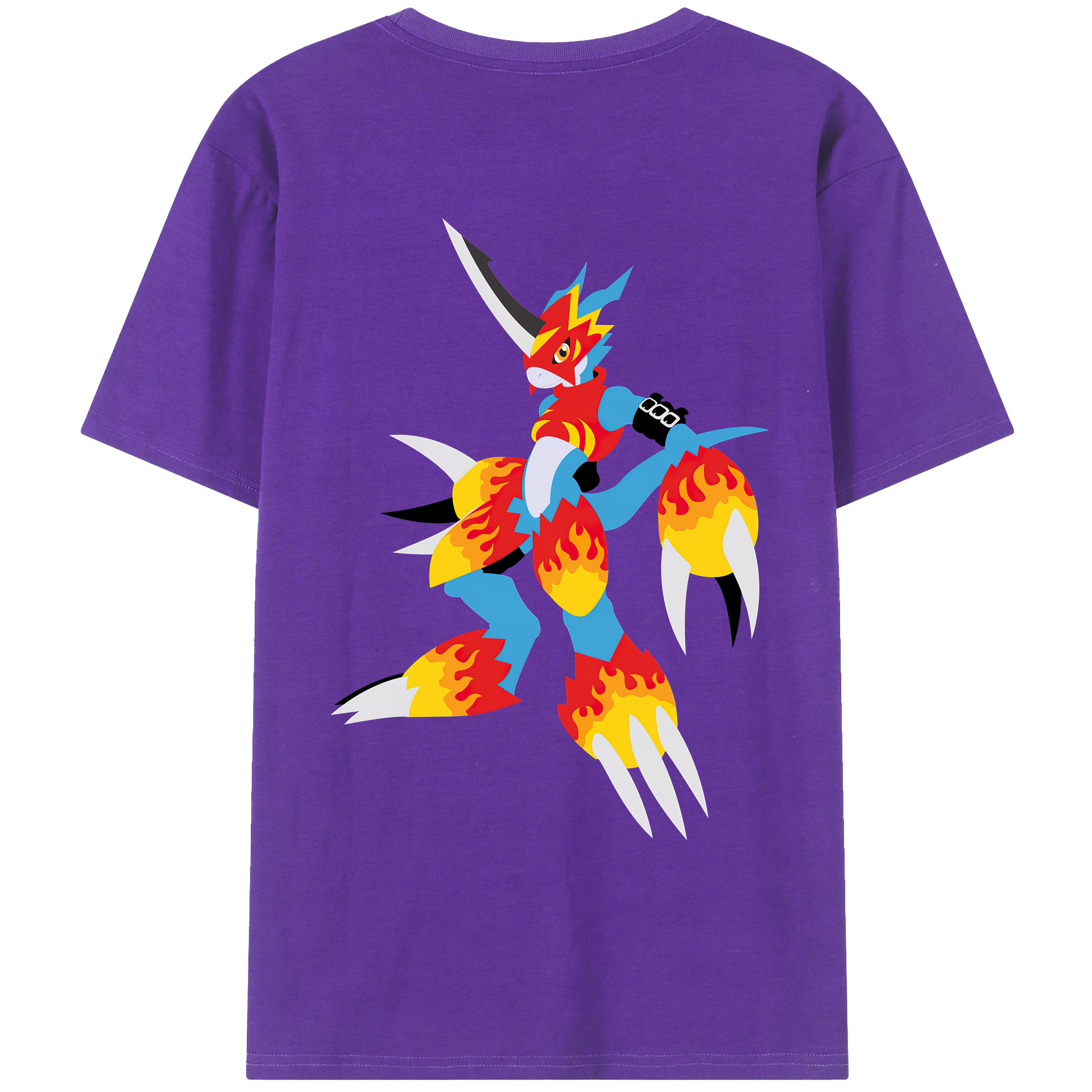 （画像用） Digimon デジタルモンスター/デジモン 綿100％ メンズ半袖Tシャツ（バックプリント） 通気性