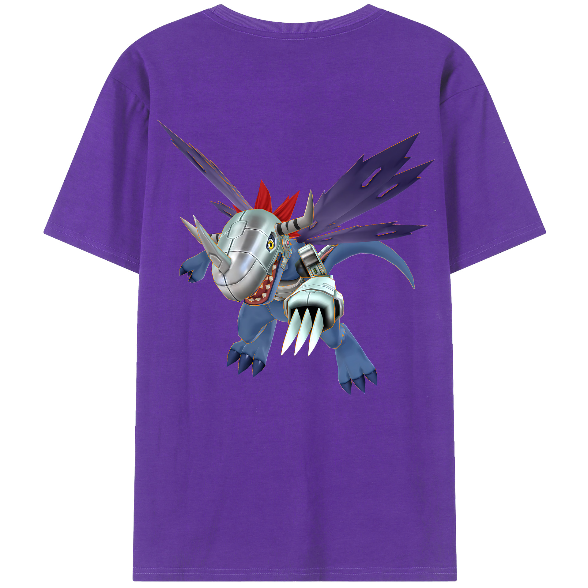（画像用） Digimon デジタルモンスター/デジモン 綿100％ メンズ半袖Tシャツ（バックプリント） 通気性