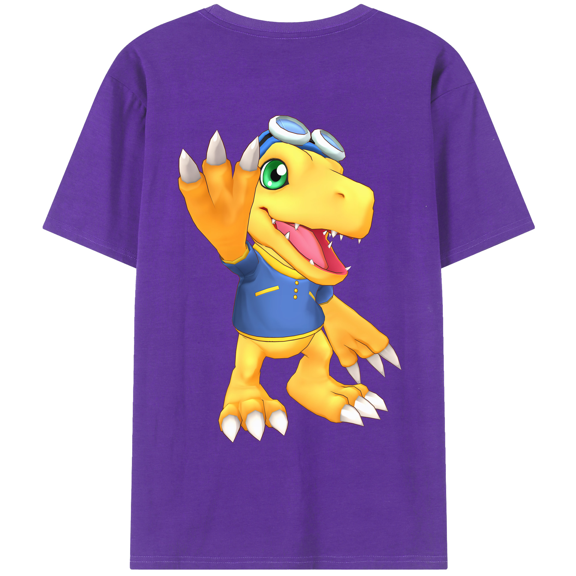 （画像用） Digimon デジタルモンスター/デジモン 綿100％ メンズ半袖Tシャツ（バックプリント） 通気性