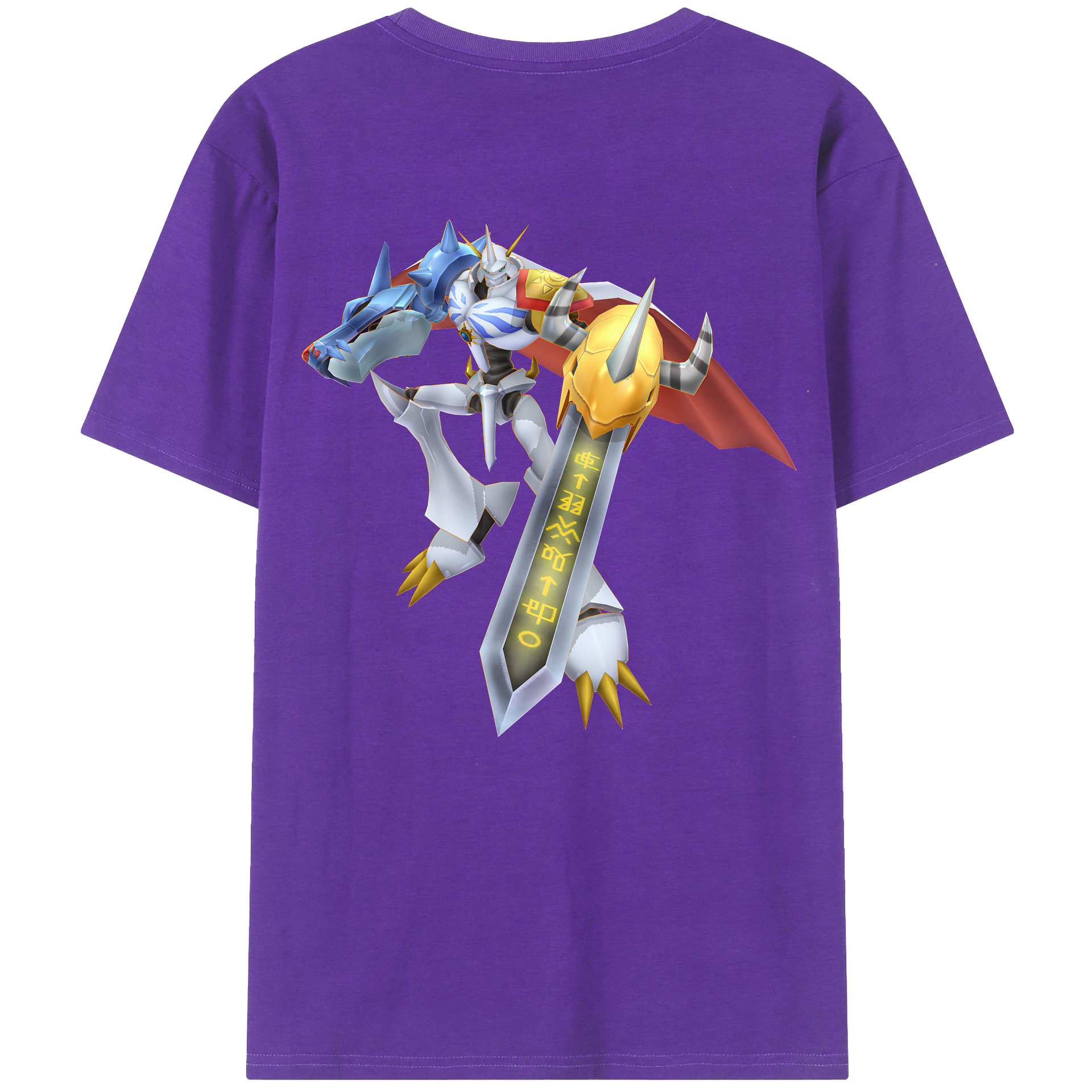 （画像用） Digimon デジタルモンスター/デジモン 綿100％ メンズ半袖Tシャツ（バックプリント） 通気性