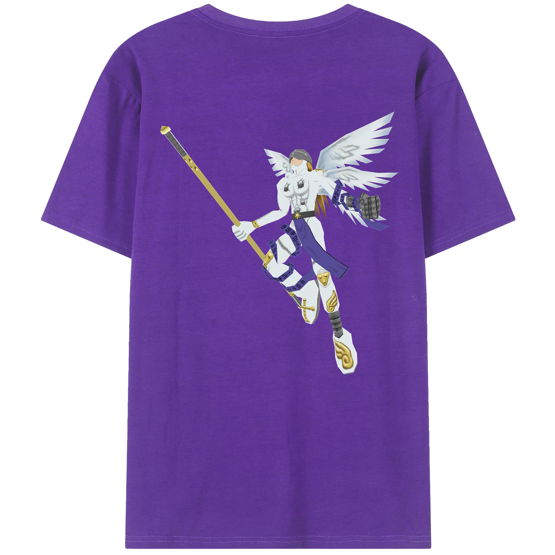 （画像用） Digimon デジタルモンスター/デジモン 綿100％ メンズ半袖Tシャツ（バックプリント） 通気性