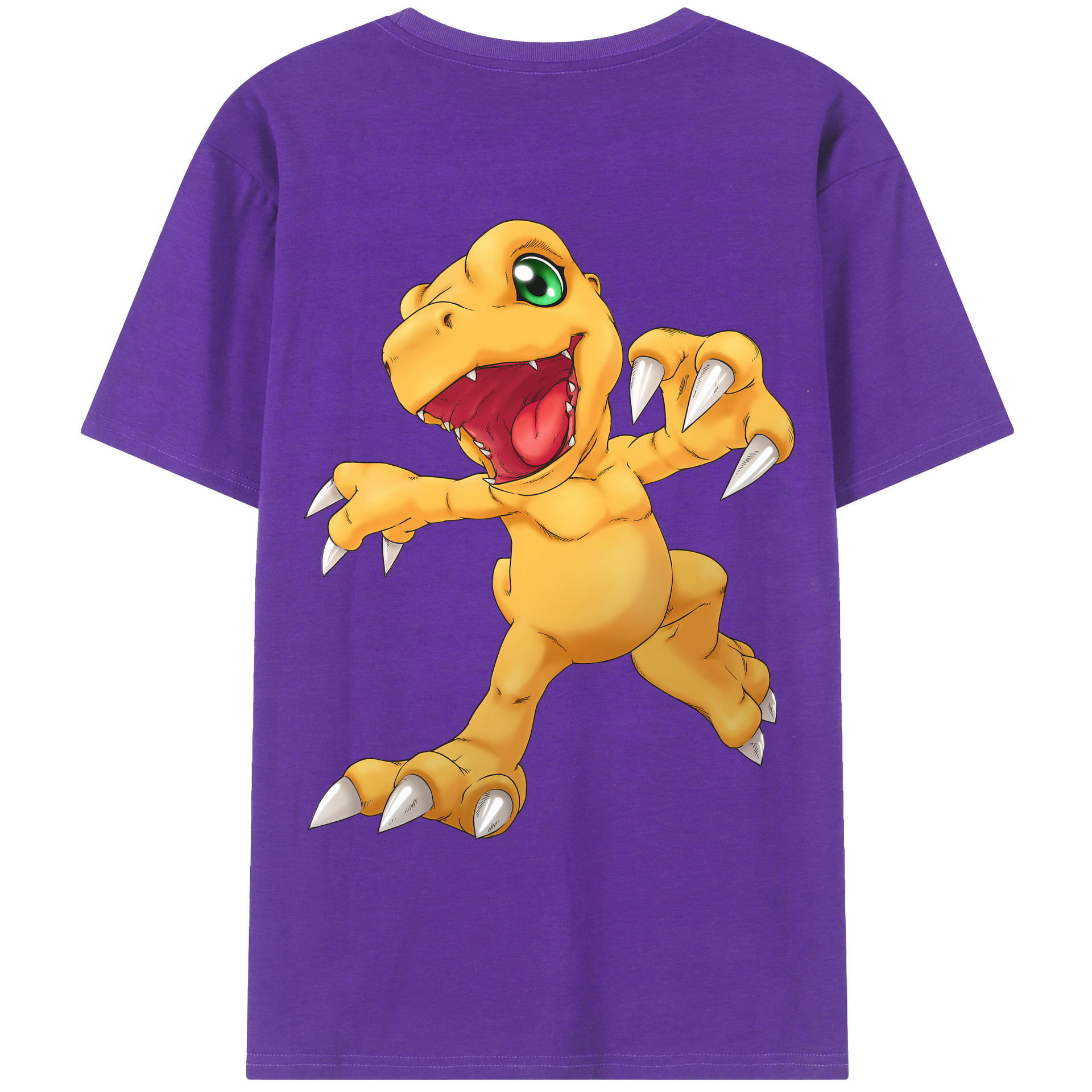 （画像用） Digimon デジタルモンスター/デジモン 綿100％ メンズ半袖Tシャツ（バックプリント） 通気性