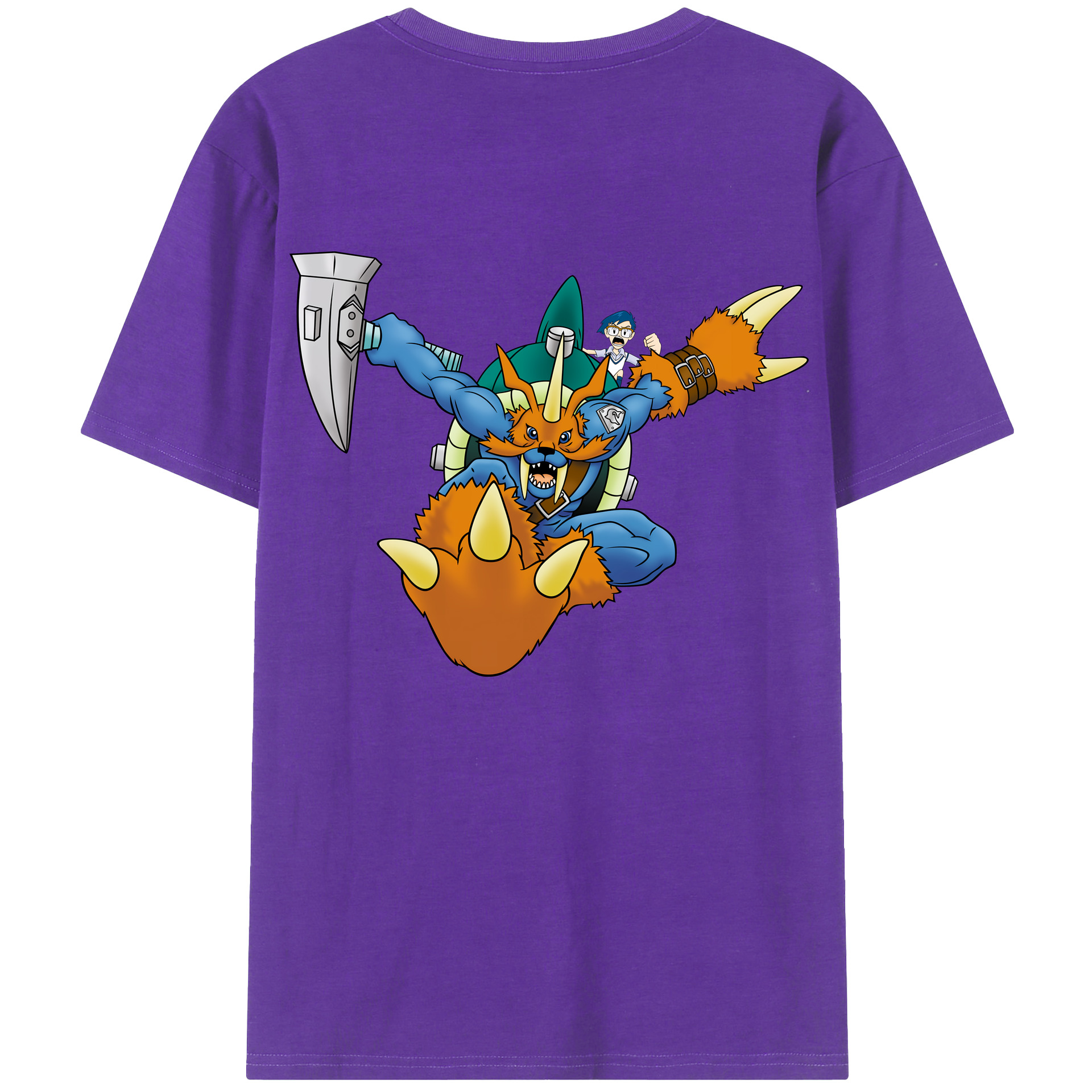 （画像用） Digimon デジタルモンスター/デジモン 綿100％ メンズ半袖Tシャツ（バックプリント） 通気性