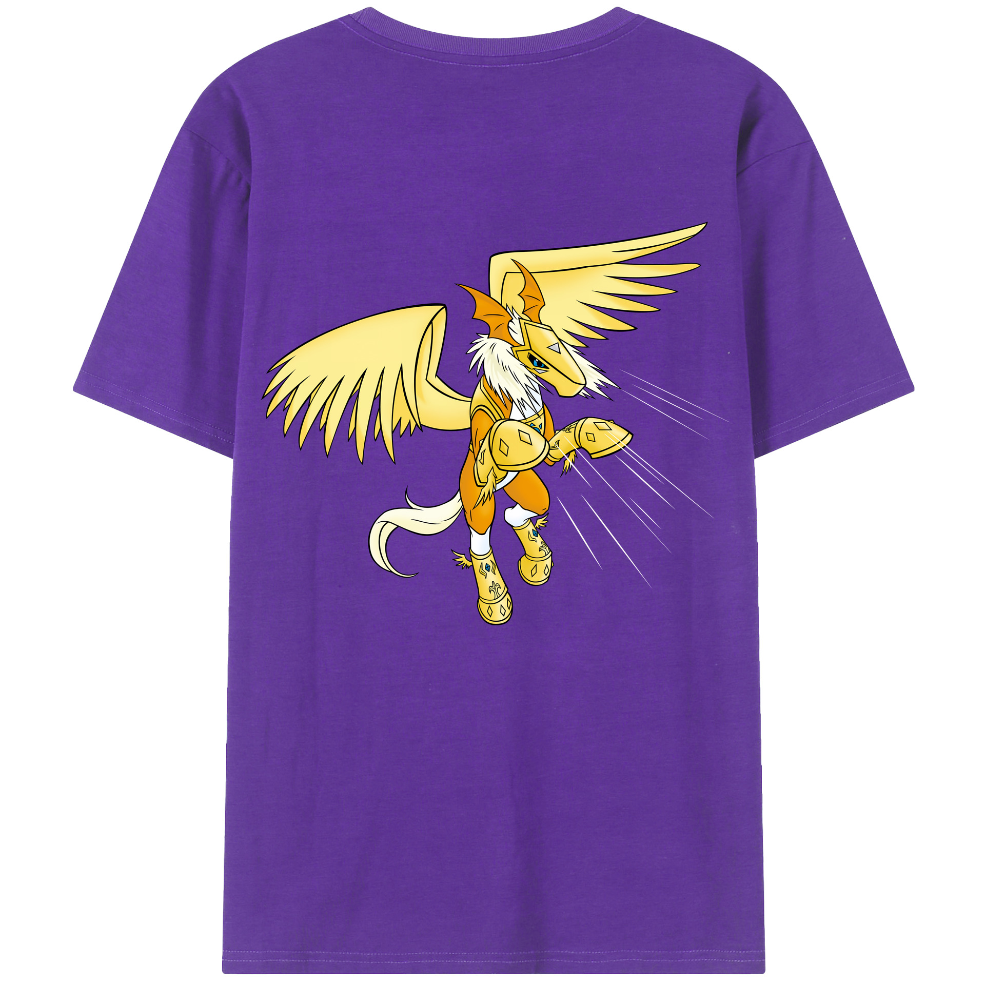 （画像用） Digimon デジタルモンスター/デジモン 綿100％ メンズ半袖Tシャツ（バックプリント） 通気性