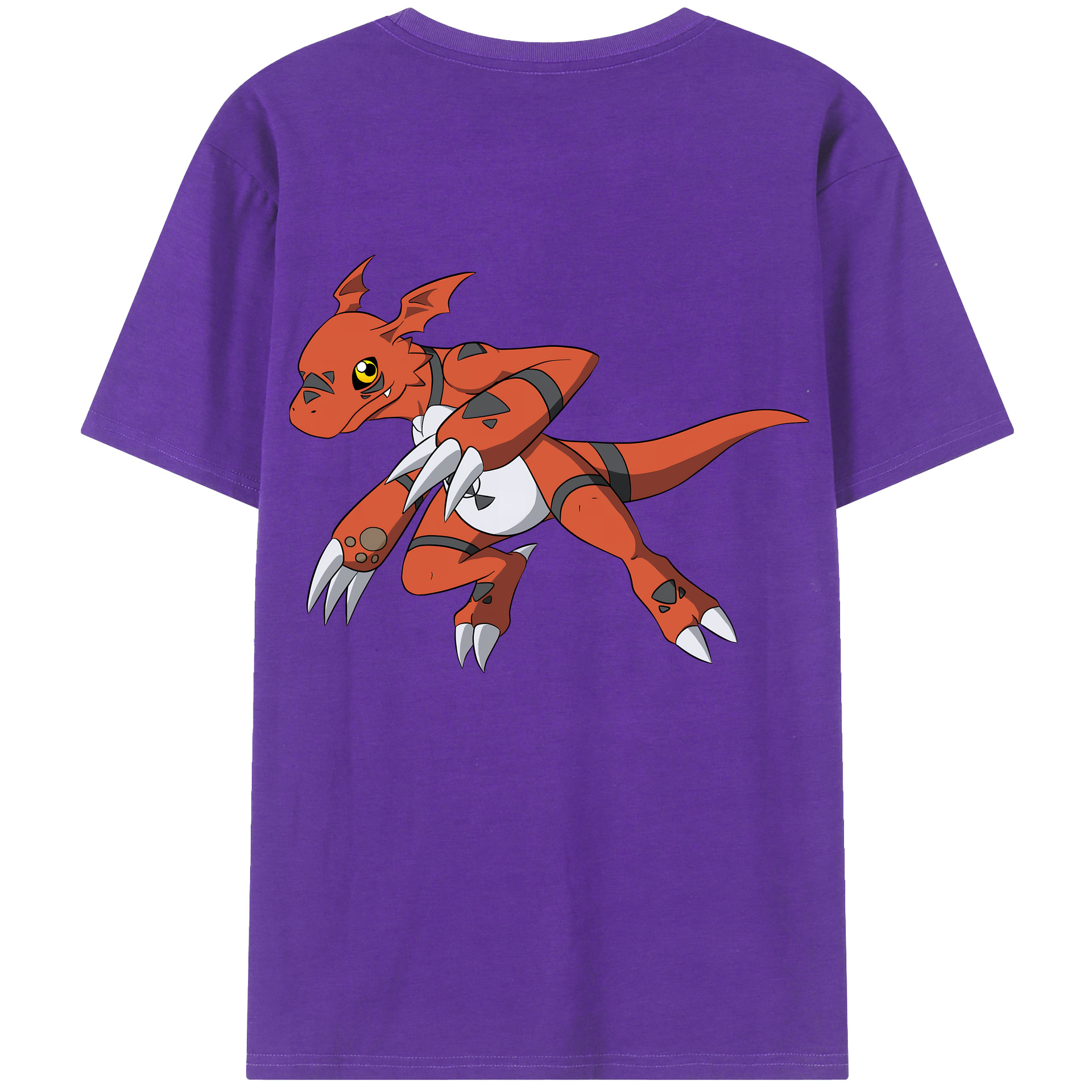 （画像用） Digimon デジタルモンスター/デジモン 綿100％ メンズ半袖Tシャツ（バックプリント） 通気性