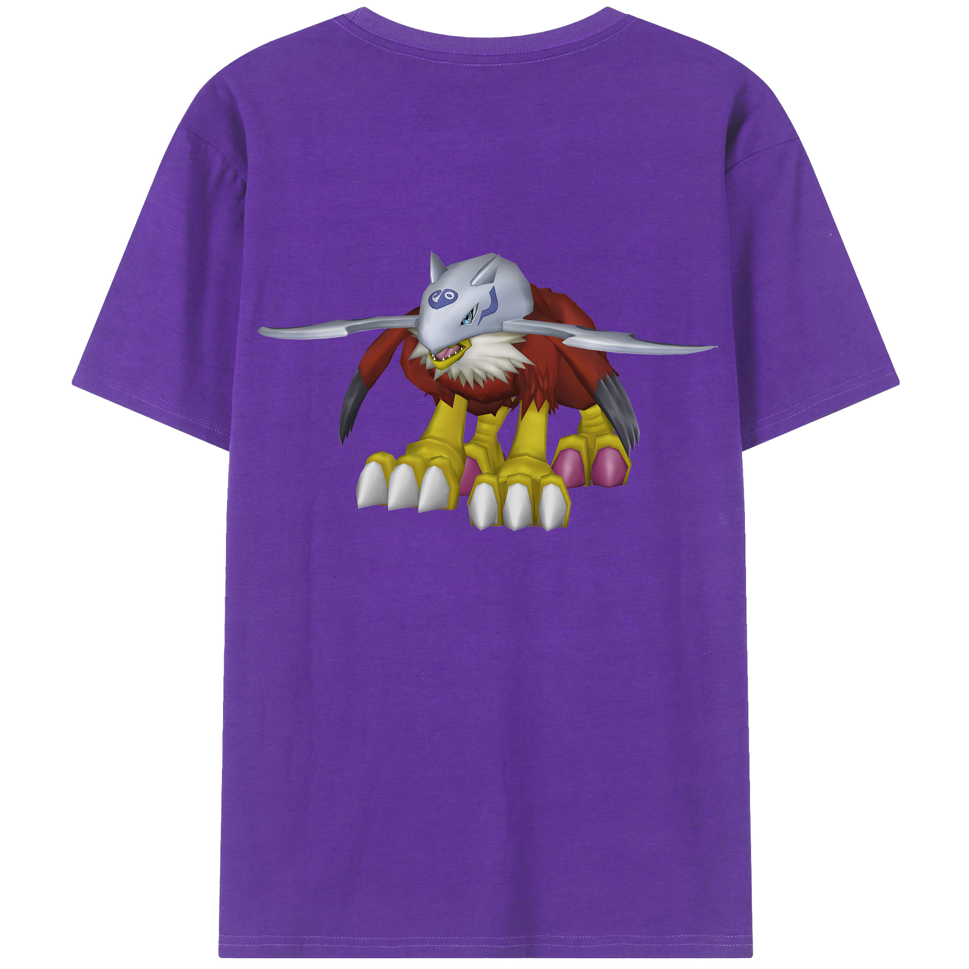 （画像用） Digimon デジタルモンスター/デジモン 綿100％ メンズ半袖Tシャツ（バックプリント） 通気性