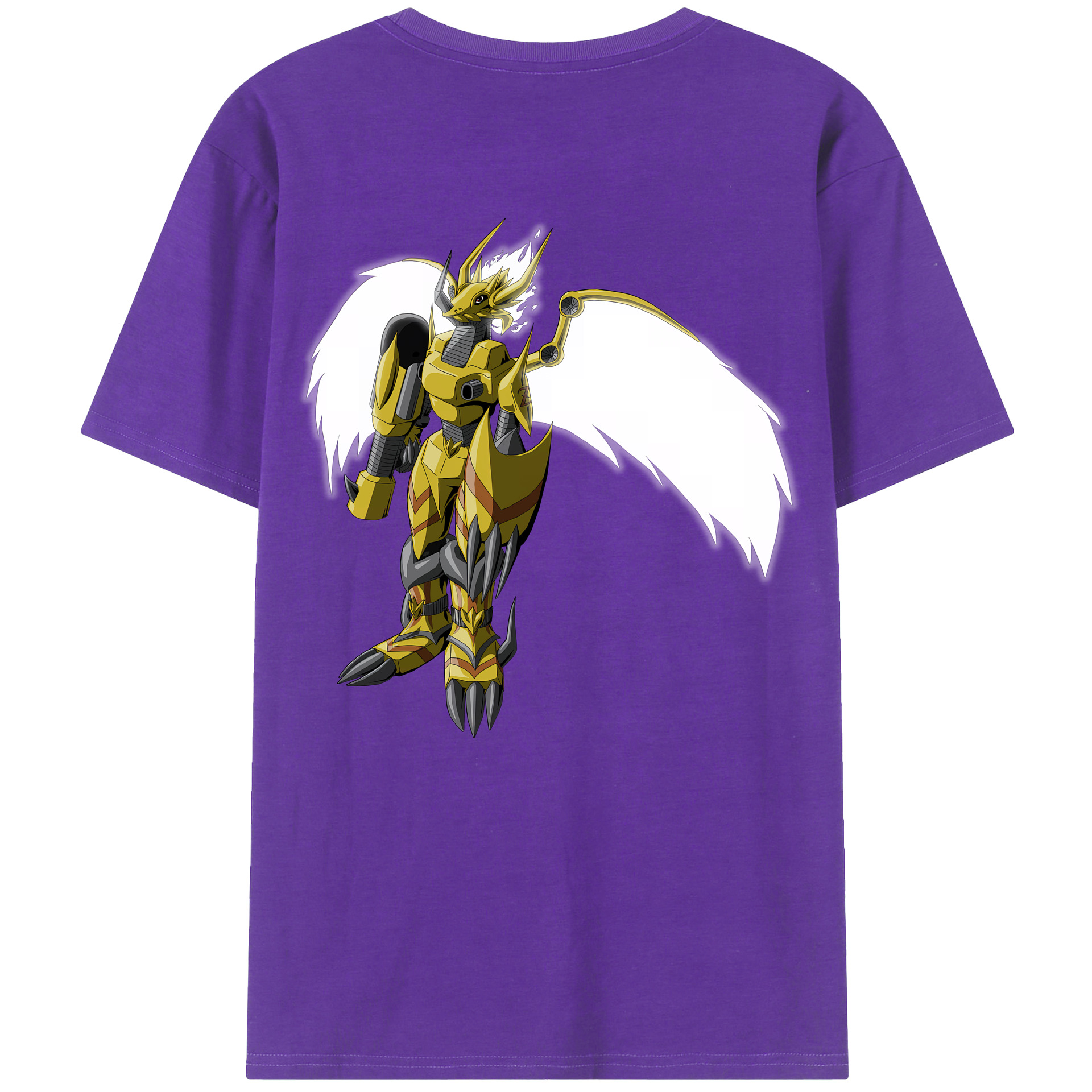 （画像用） Digimon デジタルモンスター/デジモン 綿100％ メンズ半袖Tシャツ（バックプリント） 通気性