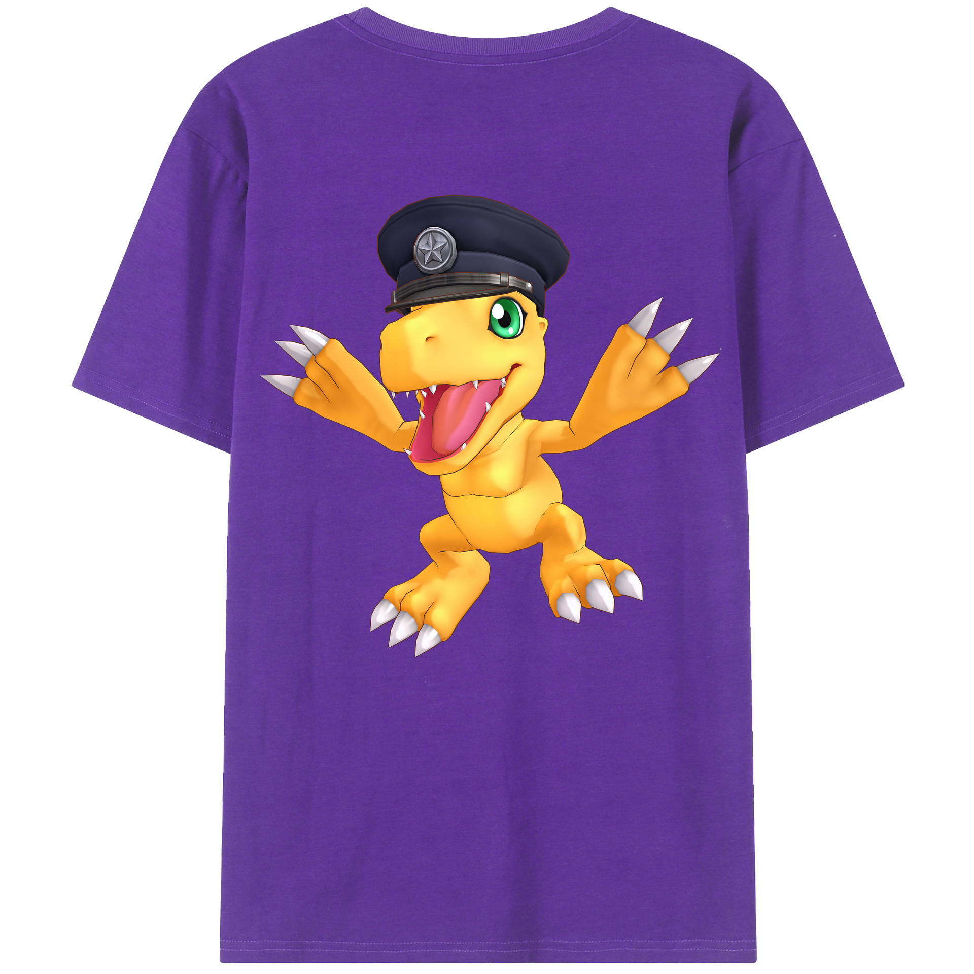 （画像用） Digimon デジタルモンスター/デジモン 綿100％ メンズ半袖Tシャツ（バックプリント） 通気性
