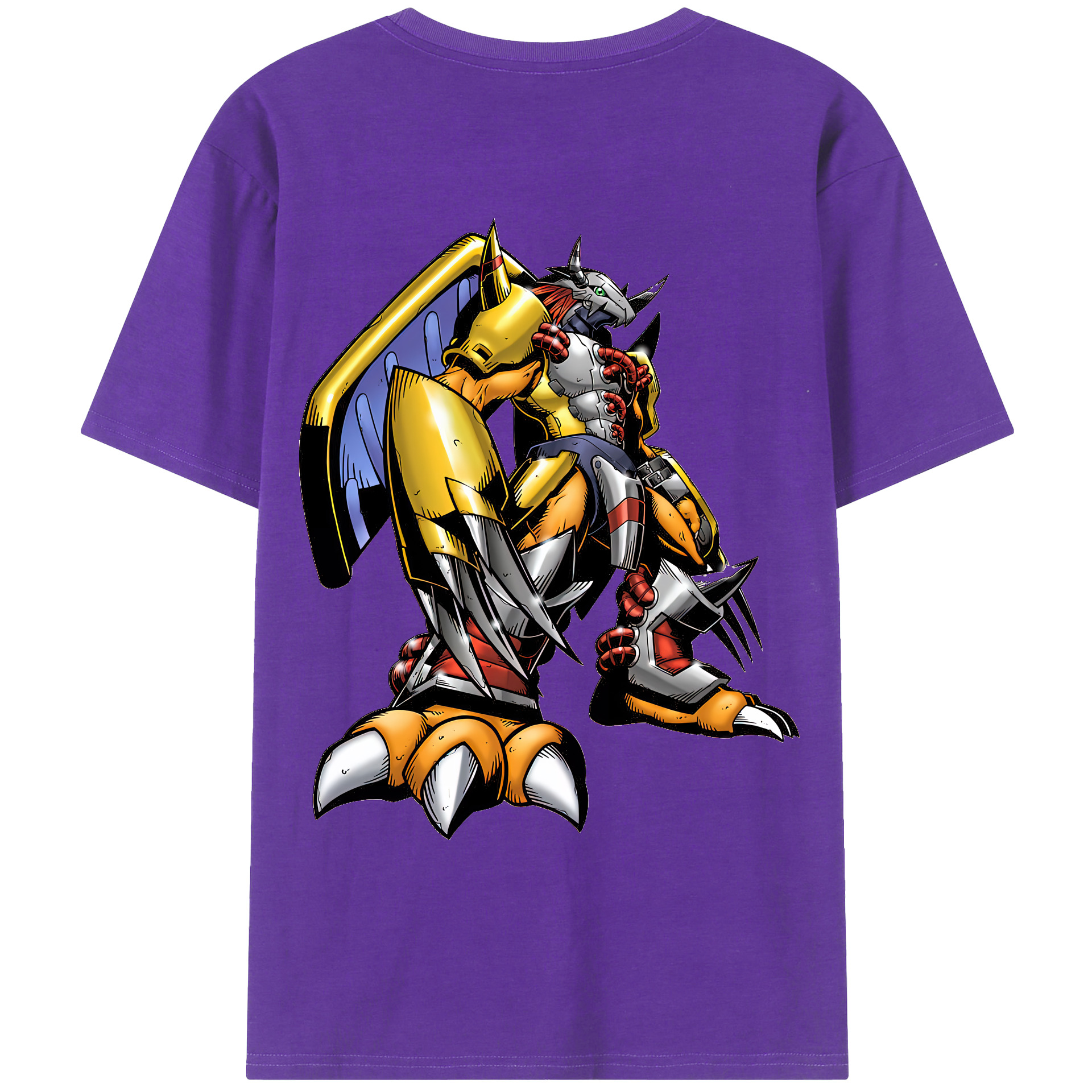 （画像用） Digimon デジタルモンスター/デジモン 綿100％ メンズ半袖Tシャツ（バックプリント） 通気性
