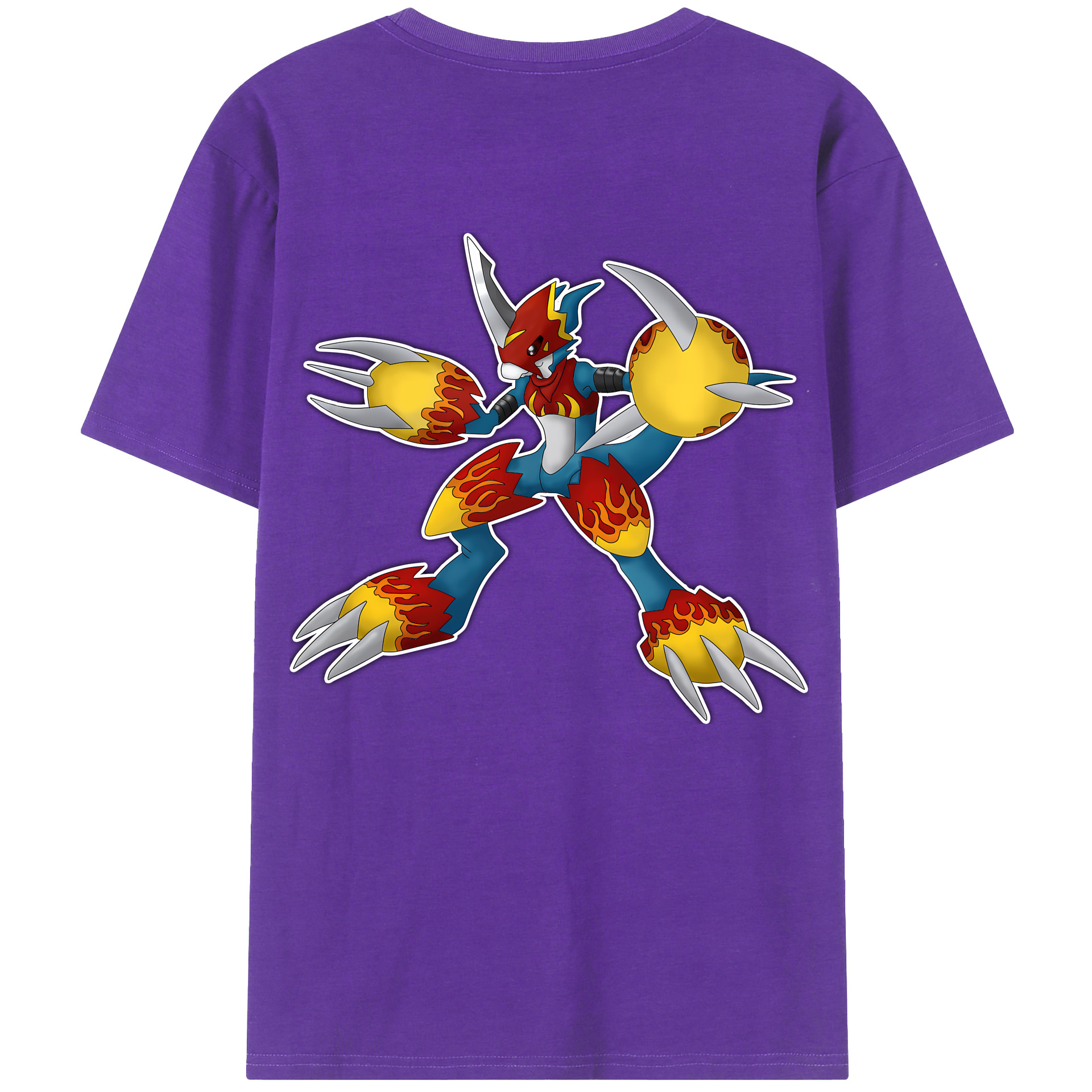 （画像用） Digimon デジタルモンスター/デジモン 綿100％ メンズ半袖Tシャツ（バックプリント） 通気性