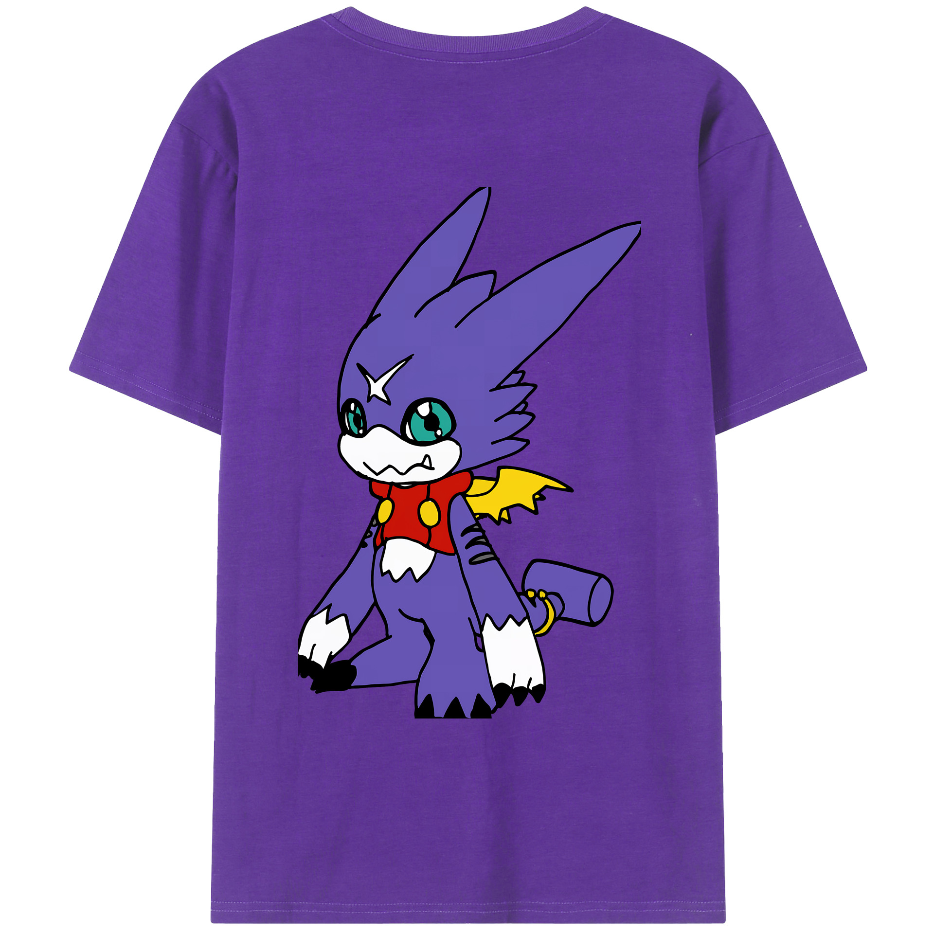 （画像用） Digimon デジタルモンスター/デジモン 綿100％ メンズ半袖Tシャツ（バックプリント） 通気性