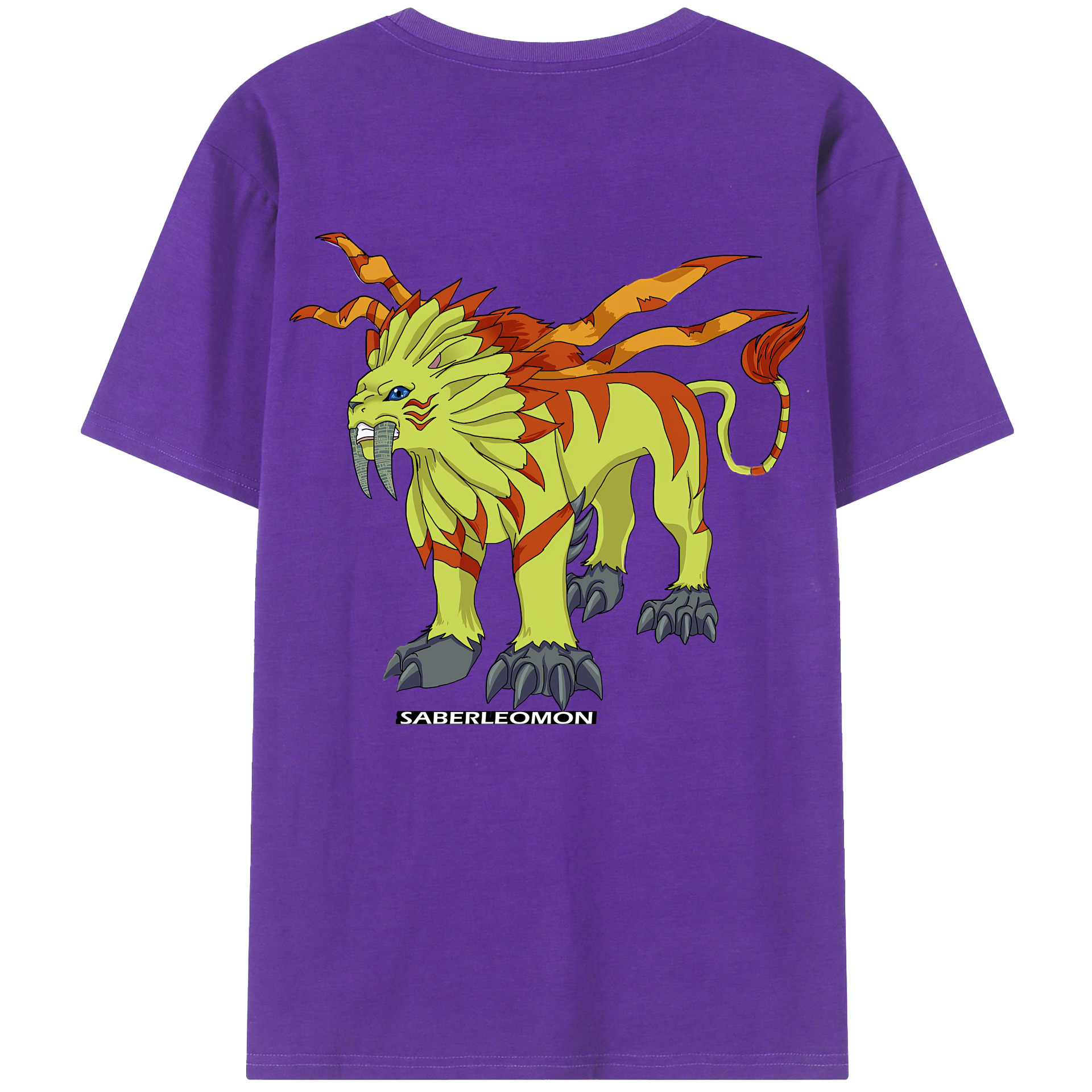 （画像用） Digimon デジタルモンスター/デジモン 綿100％ メンズ半袖Tシャツ（バックプリント） 通気性