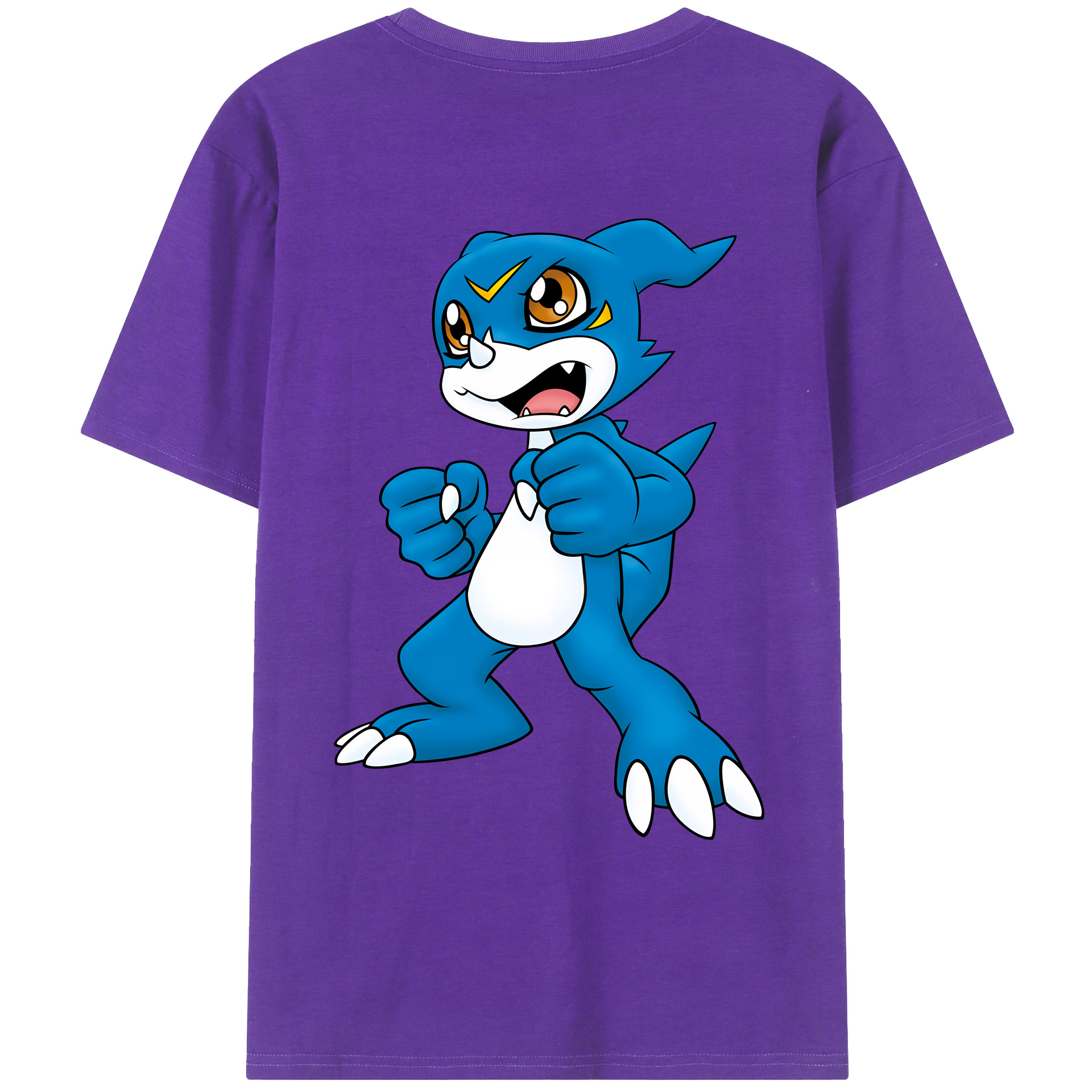 （画像用） Digimon デジタルモンスター/デジモン 綿100％ メンズ半袖Tシャツ（バックプリント） 通気性