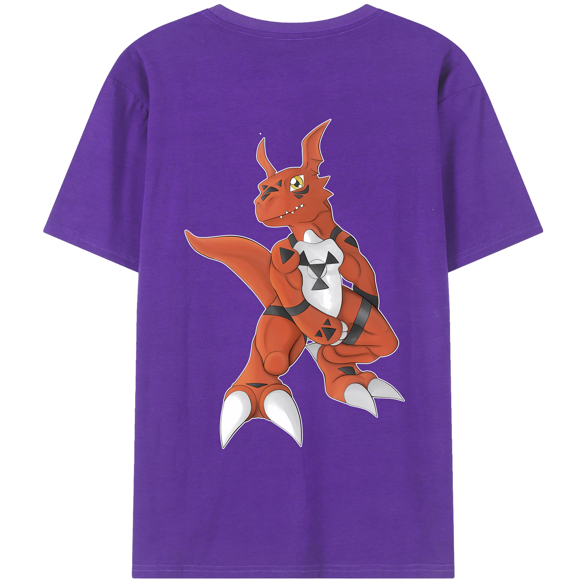 （画像用） Digimon デジタルモンスター/デジモン 綿100％ メンズ半袖Tシャツ（バックプリント） 通気性