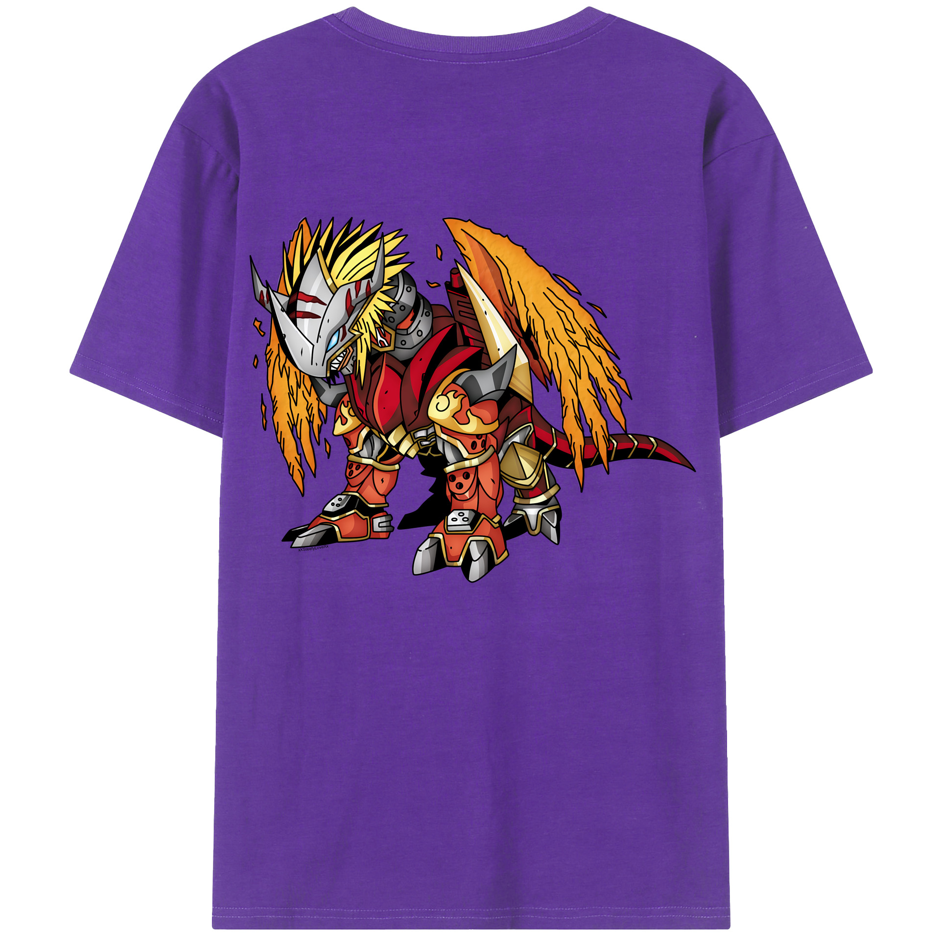 （画像用） Digimon デジタルモンスター/デジモン 綿100％ メンズ半袖Tシャツ（バックプリント） 通気性