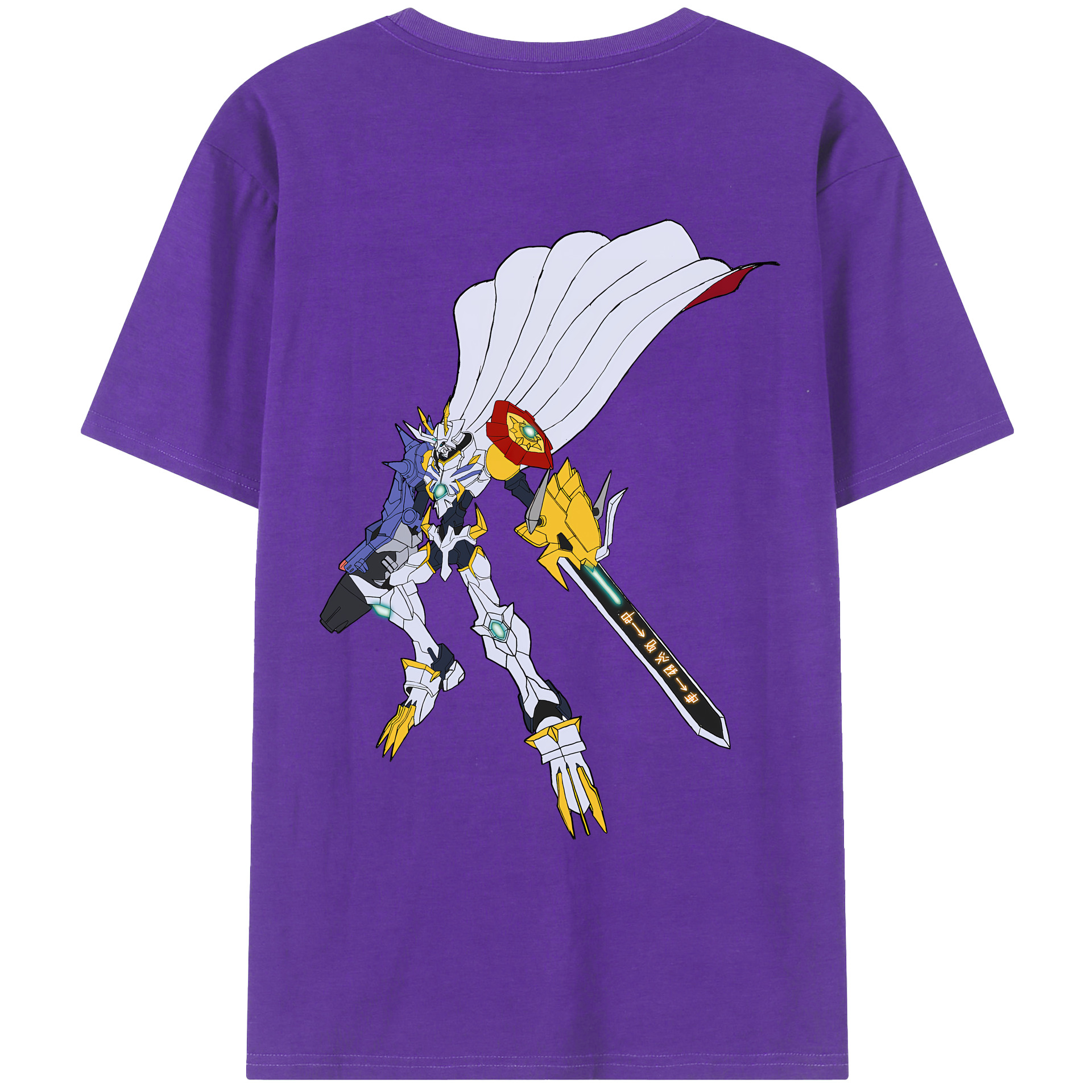 （画像用） Digimon デジタルモンスター/デジモン 綿100％ メンズ半袖Tシャツ（バックプリント） 通気性