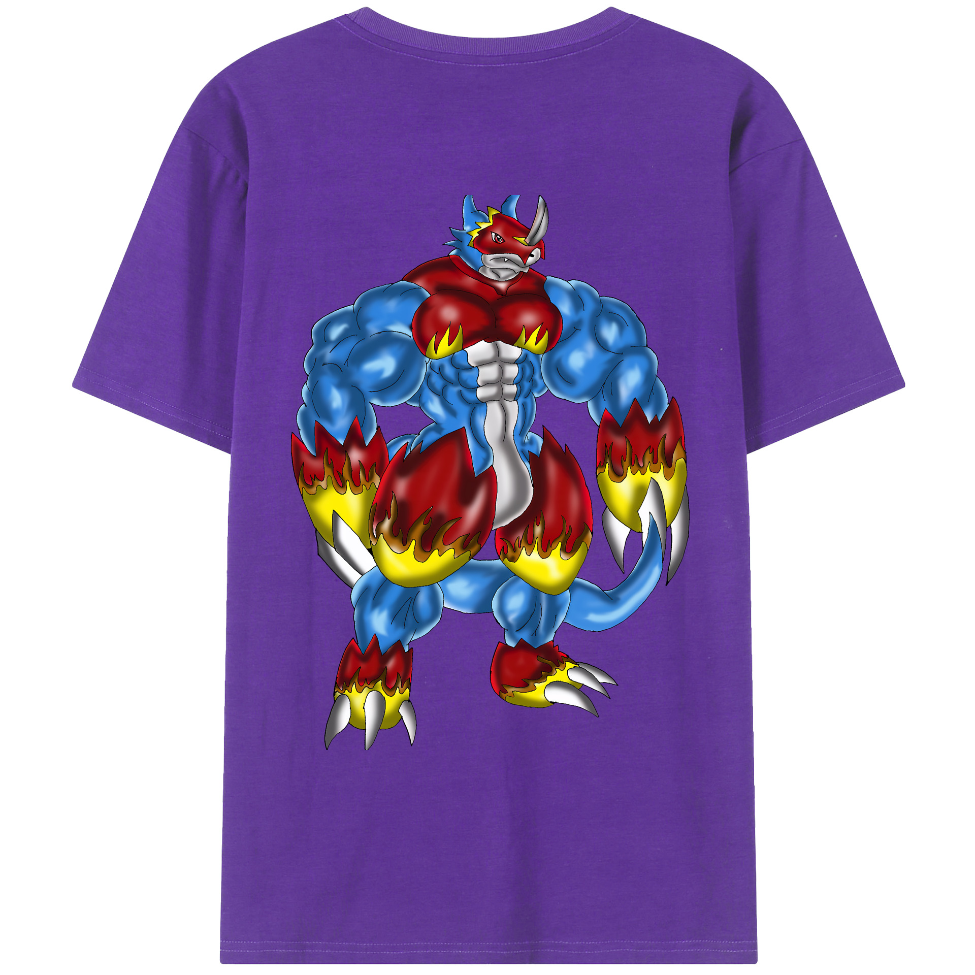（画像用） Digimon デジタルモンスター/デジモン 綿100％ メンズ半袖Tシャツ（バックプリント） 通気性