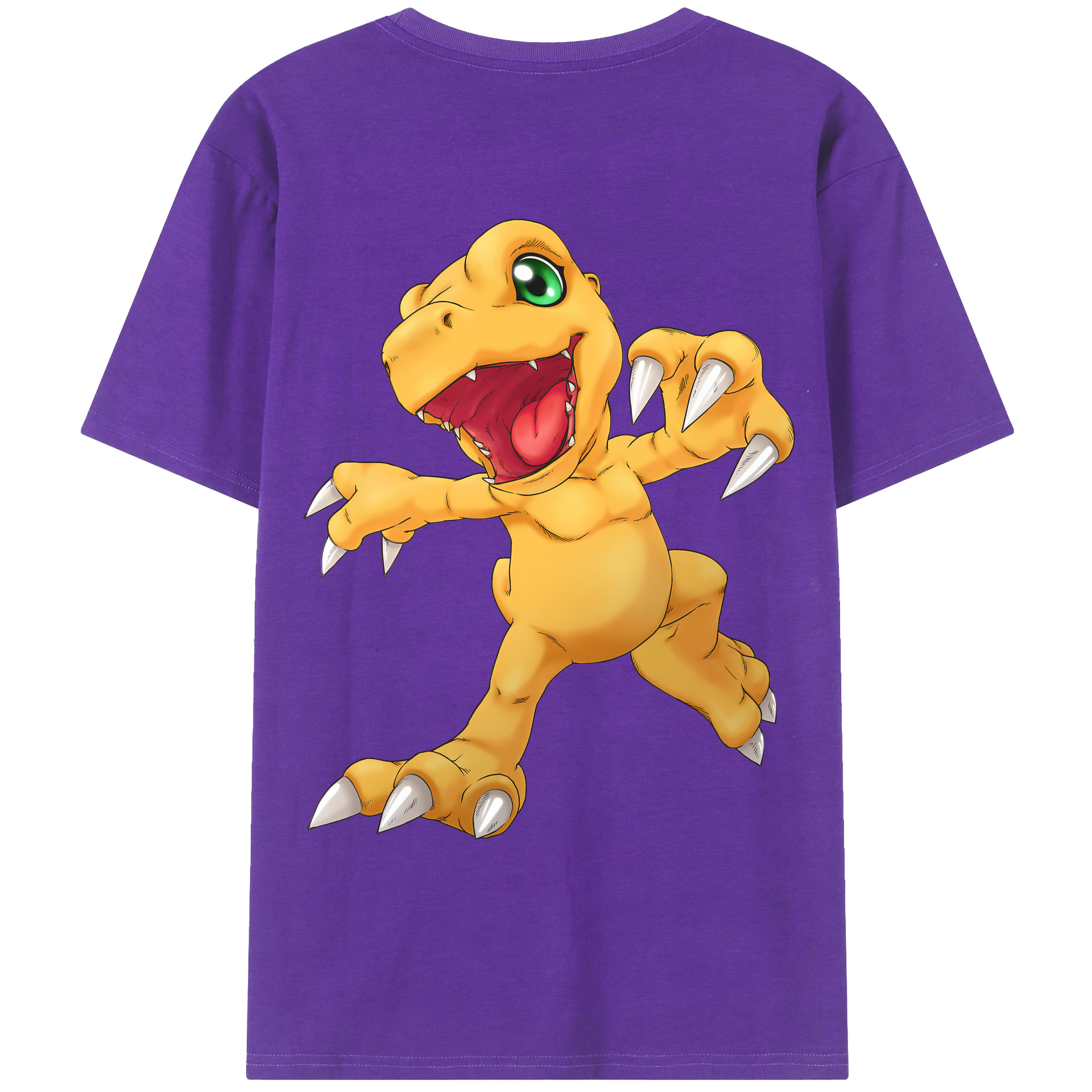 （画像用） Digimon デジタルモンスター/デジモン 綿100％ メンズ半袖Tシャツ（バックプリント） 通気性