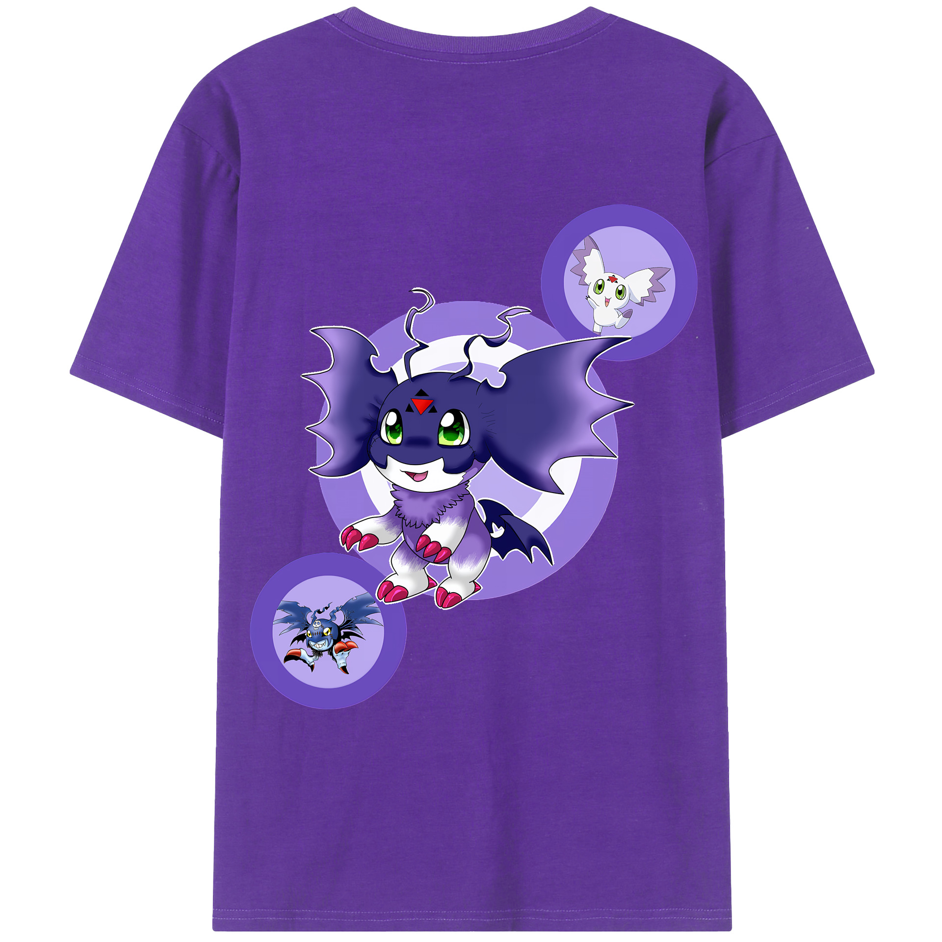 （画像用） Digimon デジタルモンスター/デジモン 綿100％ メンズ半袖Tシャツ（バックプリント） 通気性