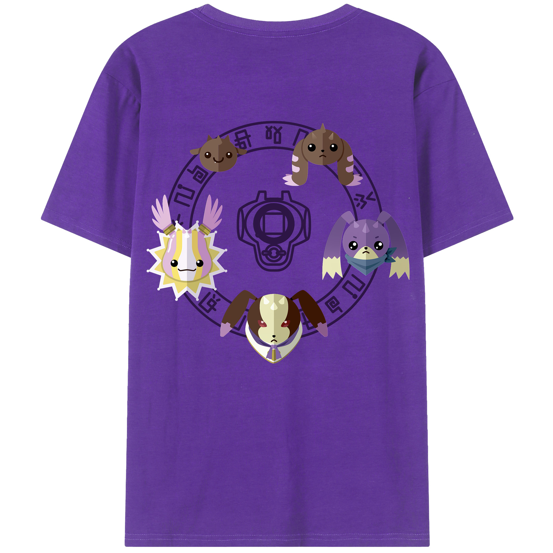 （画像用） Digimon デジタルモンスター/デジモン 綿100％ メンズ半袖Tシャツ（バックプリント） 通気性