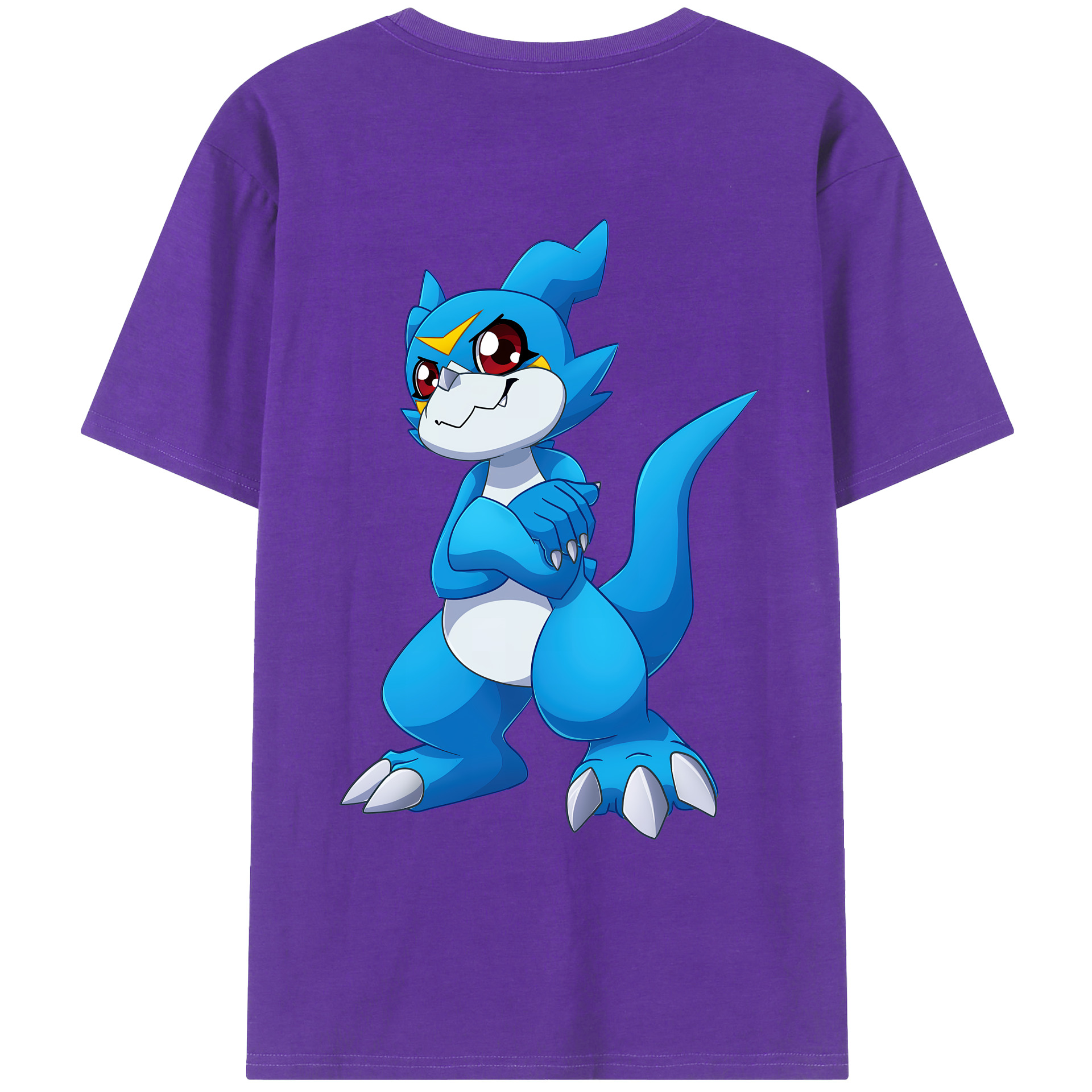 （画像用） Digimon デジタルモンスター/デジモン 綿100％ メンズ半袖Tシャツ（バックプリント） 通気性