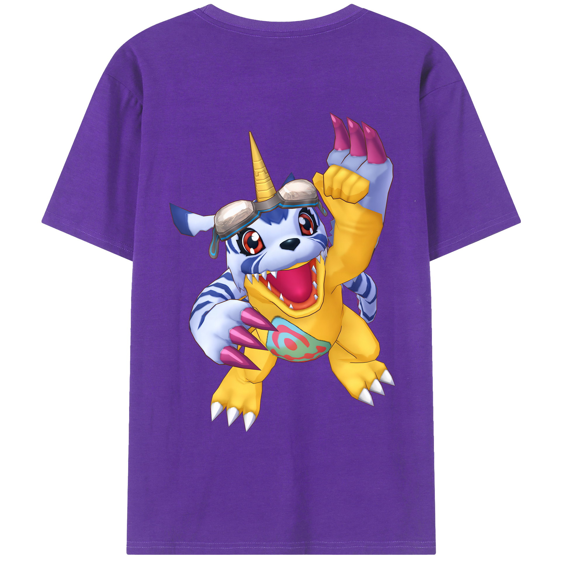 （画像用） Digimon デジタルモンスター/デジモン 綿100％ メンズ半袖Tシャツ（バックプリント） 通気性