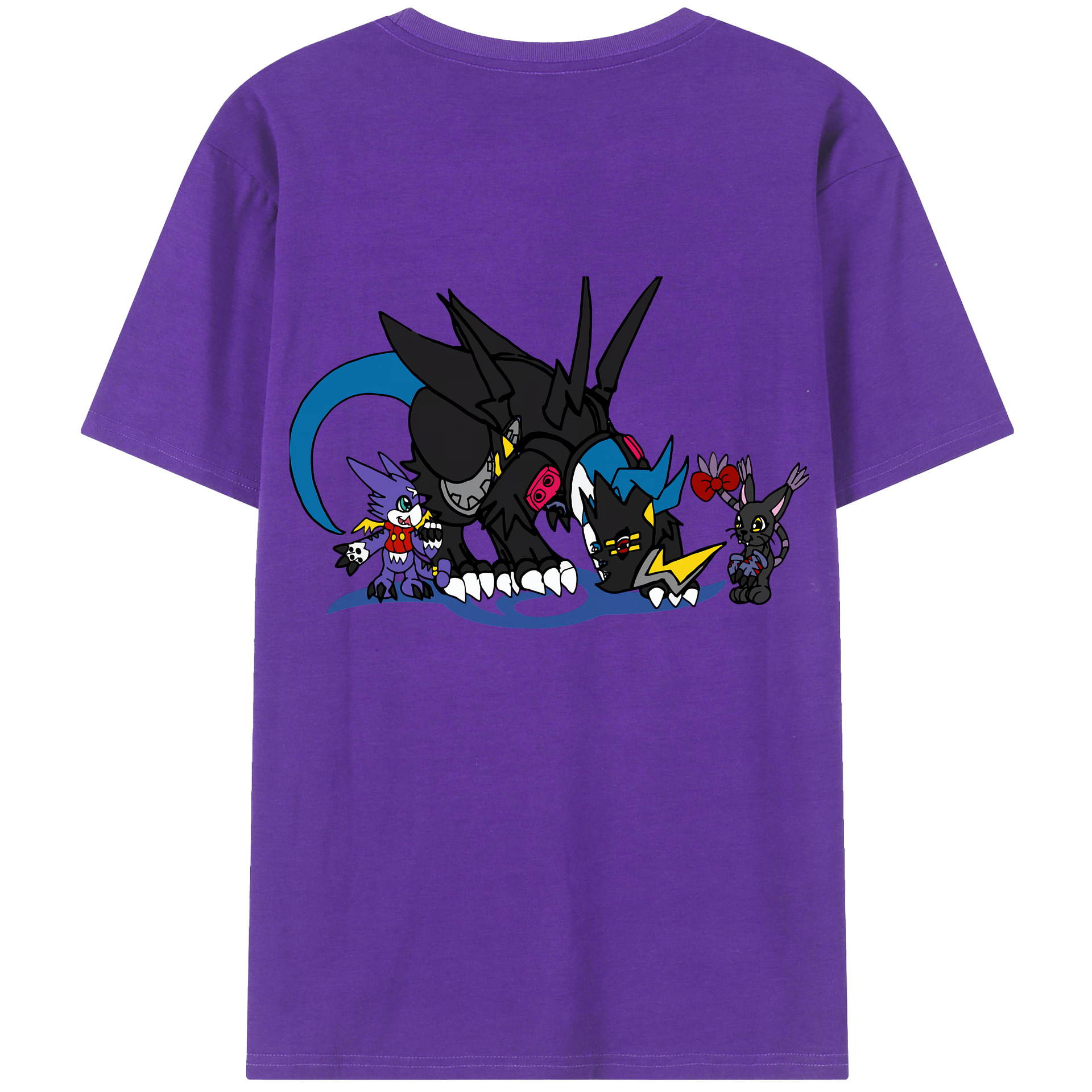 （画像用） Digimon デジタルモンスター/デジモン 綿100％ メンズ半袖Tシャツ（バックプリント） 通気性