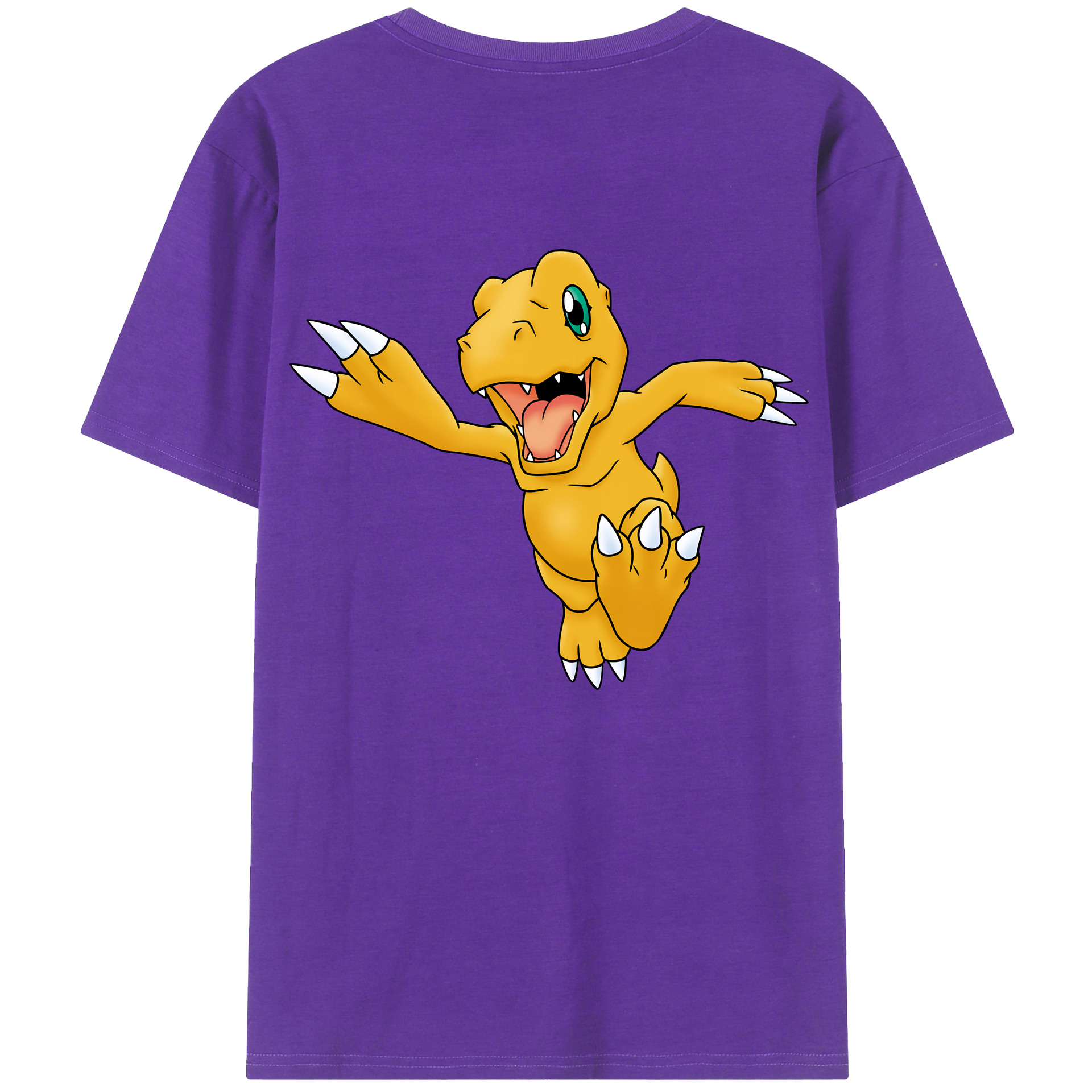 （画像用） Digimon デジタルモンスター/デジモン 綿100％ メンズ半袖Tシャツ（バックプリント） 通気性