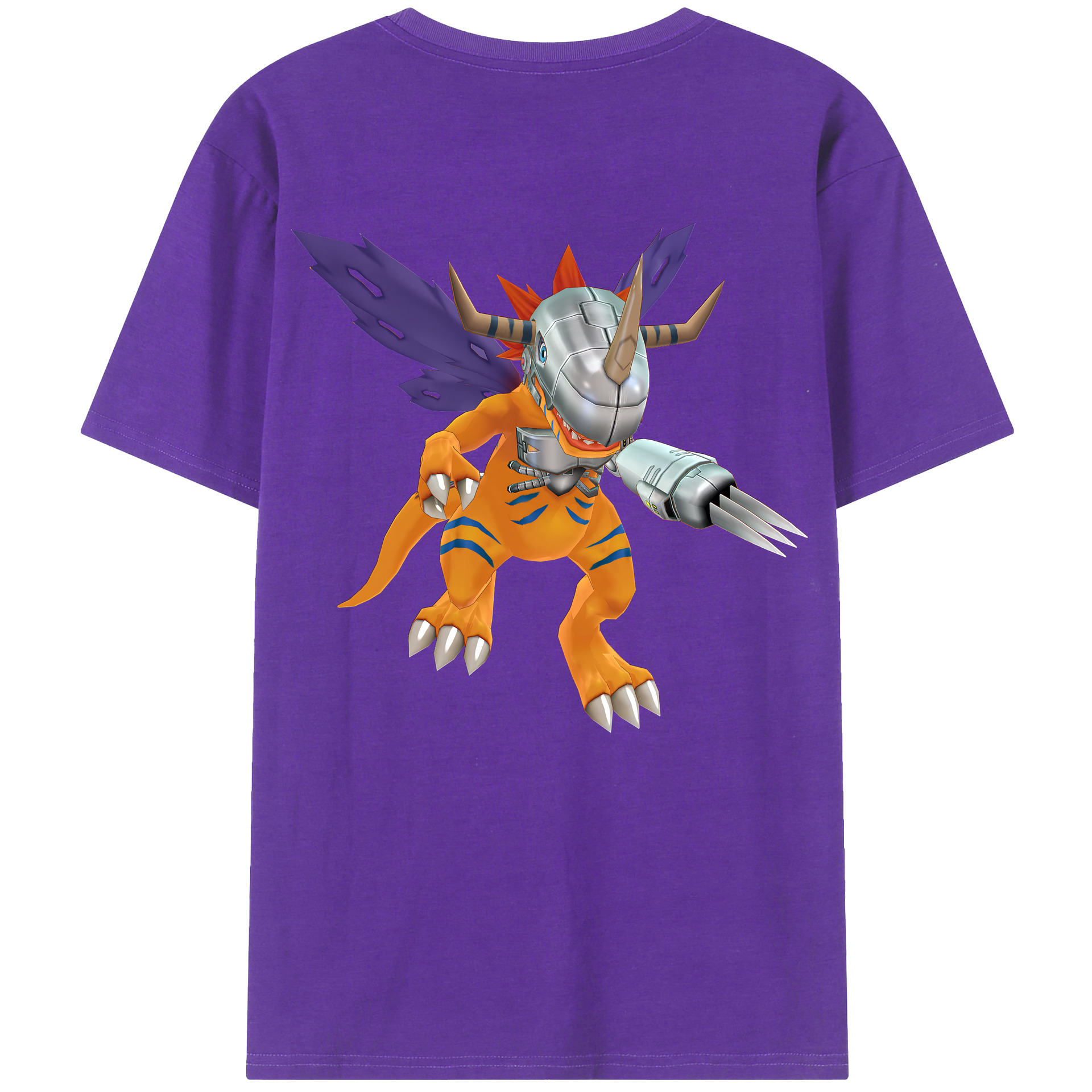 （画像用） Digimon デジタルモンスター/デジモン 綿100％ メンズ半袖Tシャツ（バックプリント） 通気性