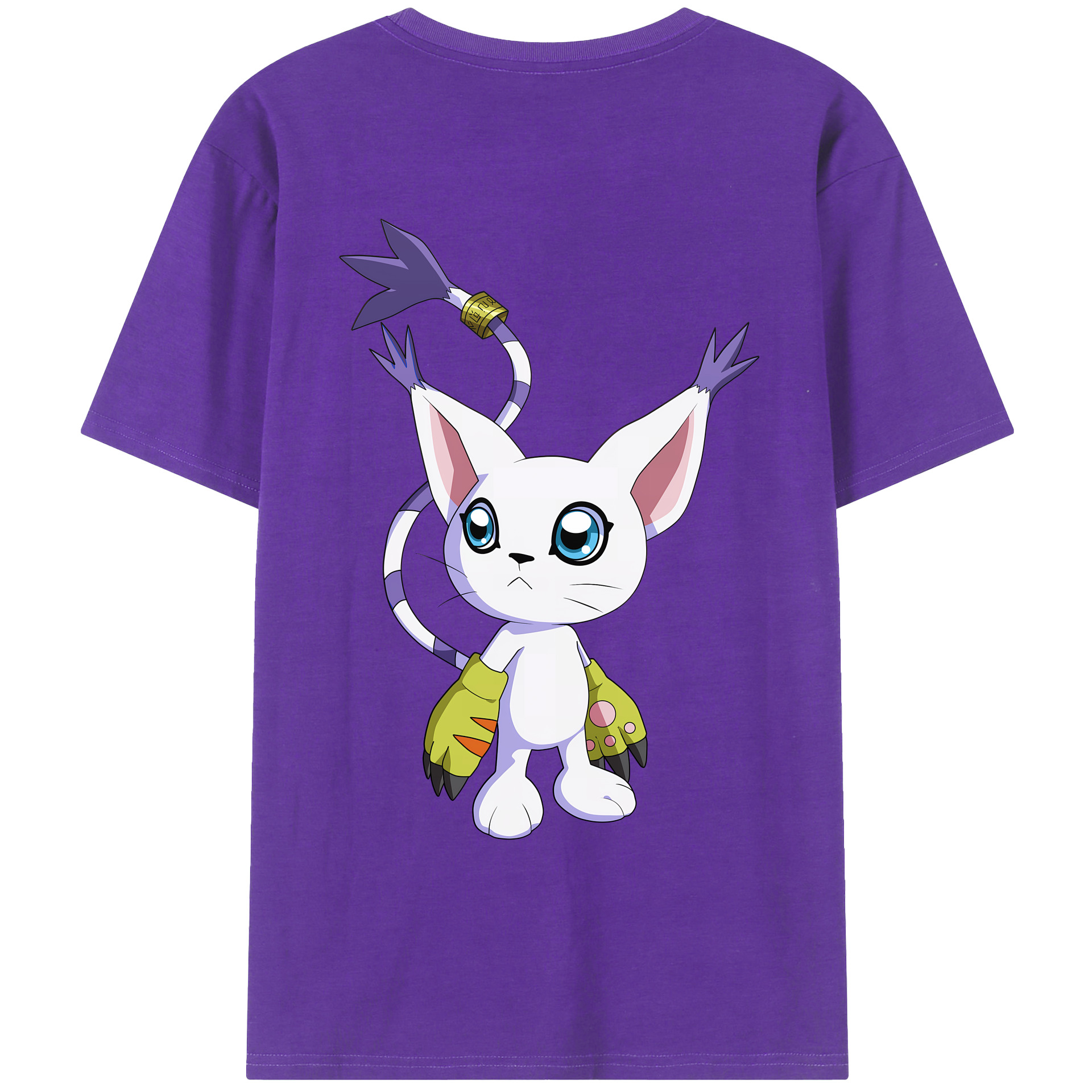 （画像用） Digimon デジタルモンスター/デジモン 綿100％ メンズ半袖Tシャツ（バックプリント） 通気性