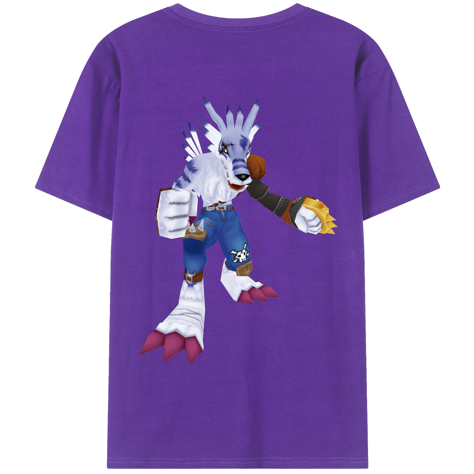 （画像用） Digimon デジタルモンスター/デジモン 綿100％ メンズ半袖Tシャツ（バックプリント） 通気性