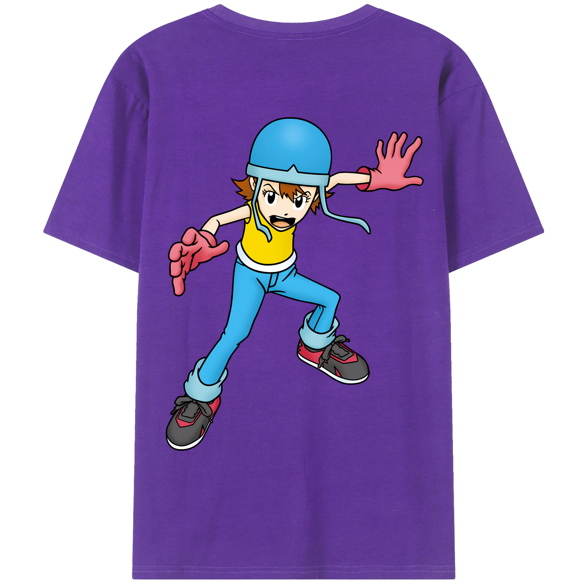 （画像用） Digimon デジタルモンスター/デジモン 綿100％ メンズ半袖Tシャツ（バックプリント） 通気性