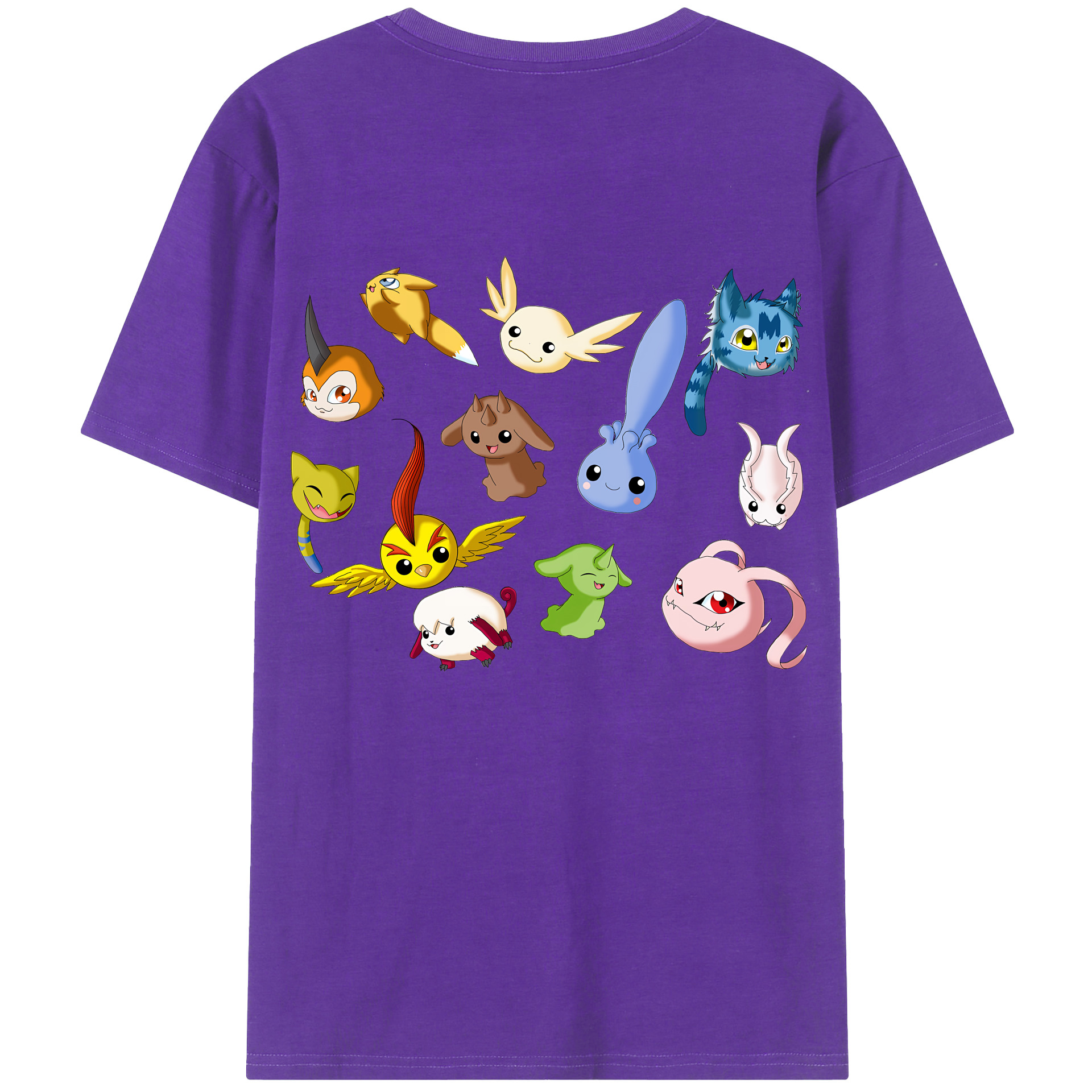 （画像用） Digimon デジタルモンスター/デジモン 綿100％ メンズ半袖Tシャツ（バックプリント） 通気性