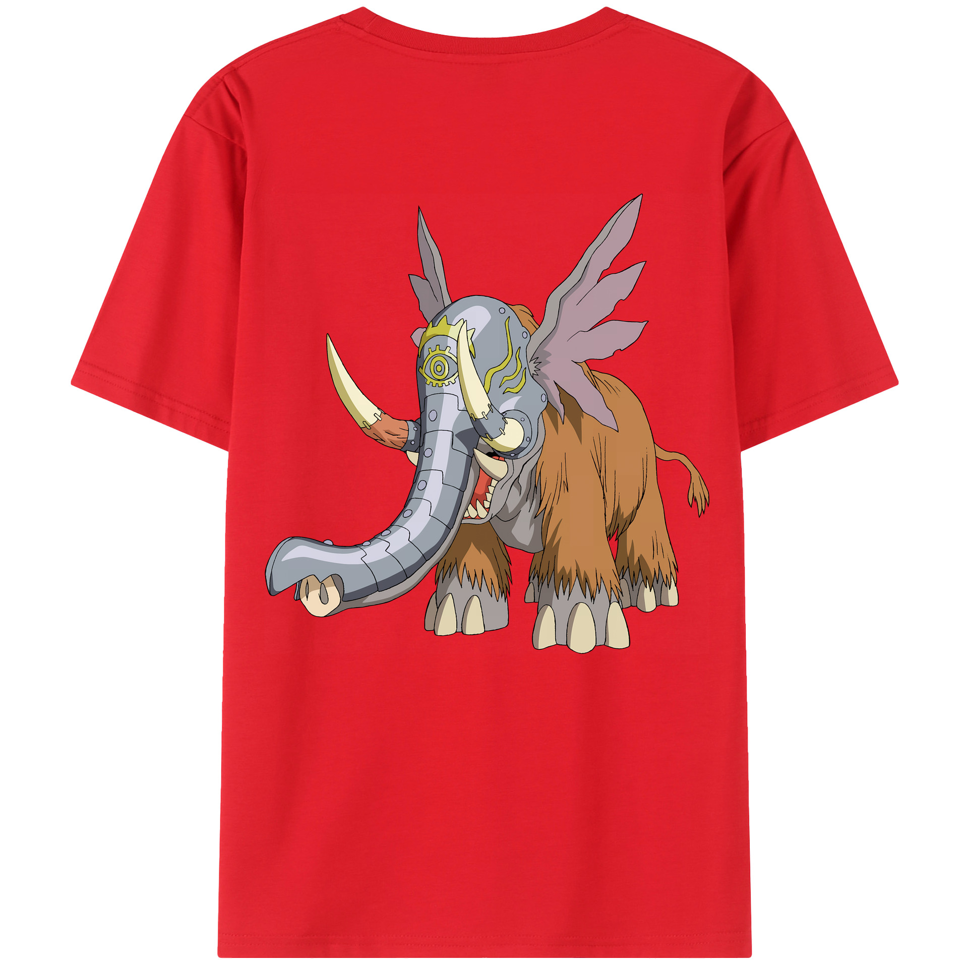（画像用） Digimon デジタルモンスター/デジモン 綿100％ メンズ半袖Tシャツ（バックプリント） 通気性