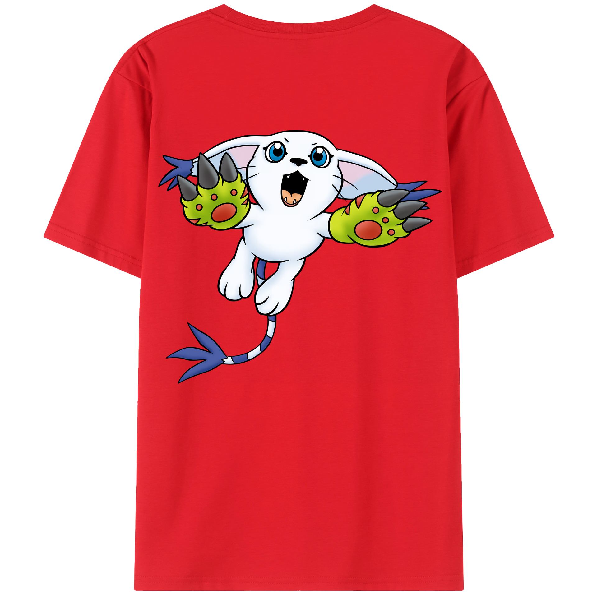 （画像用） Digimon デジタルモンスター/デジモン 綿100％ メンズ半袖Tシャツ（バックプリント） 通気性