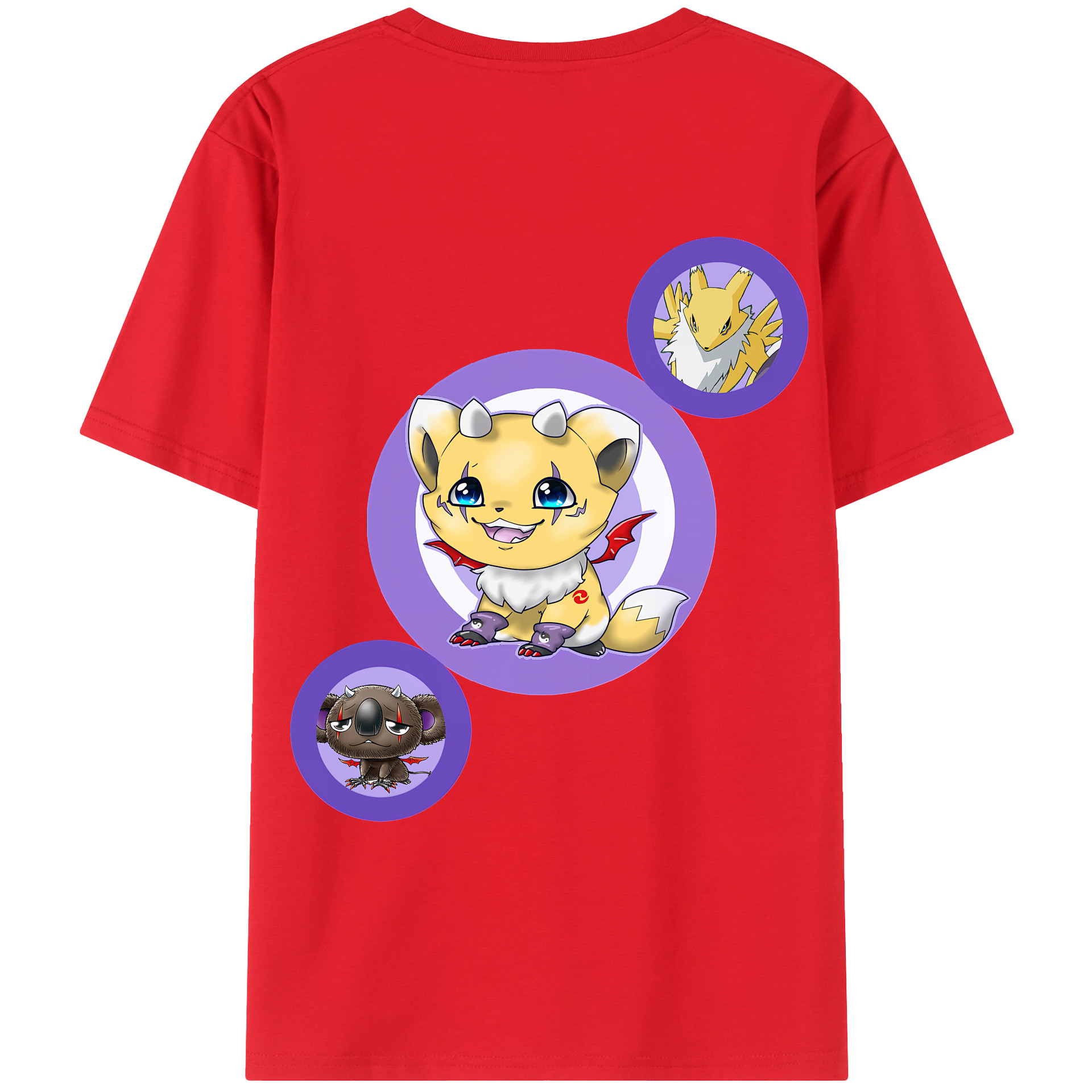 （画像用） Digimon デジタルモンスター/デジモン 綿100％ メンズ半袖Tシャツ（バックプリント） 通気性
