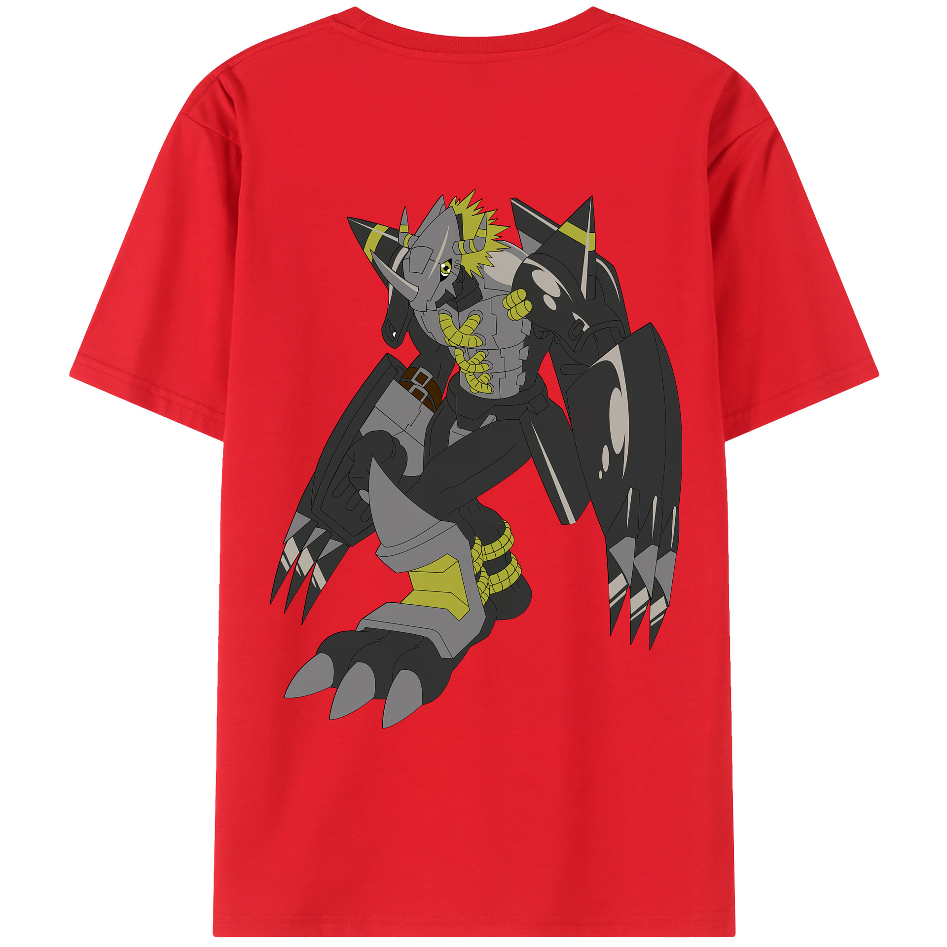 （画像用） Digimon デジタルモンスター/デジモン 綿100％ メンズ半袖Tシャツ（バックプリント） 通気性