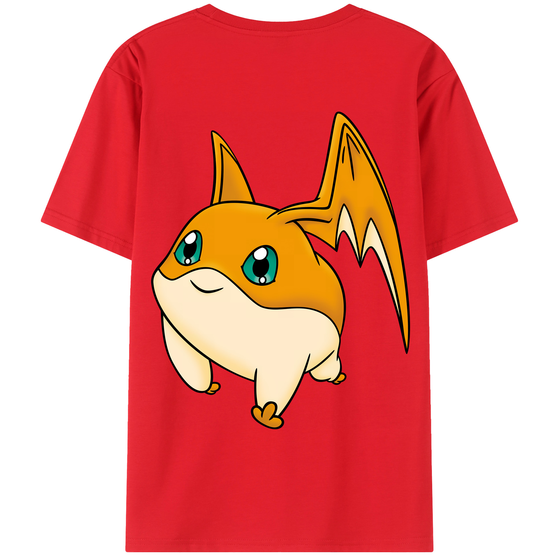 （画像用） Digimon デジタルモンスター/デジモン 綿100％ メンズ半袖Tシャツ（バックプリント） 通気性